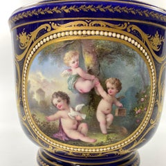 ‘Sevres’ Porcelain Jewelled Cache Pot, c. 1870