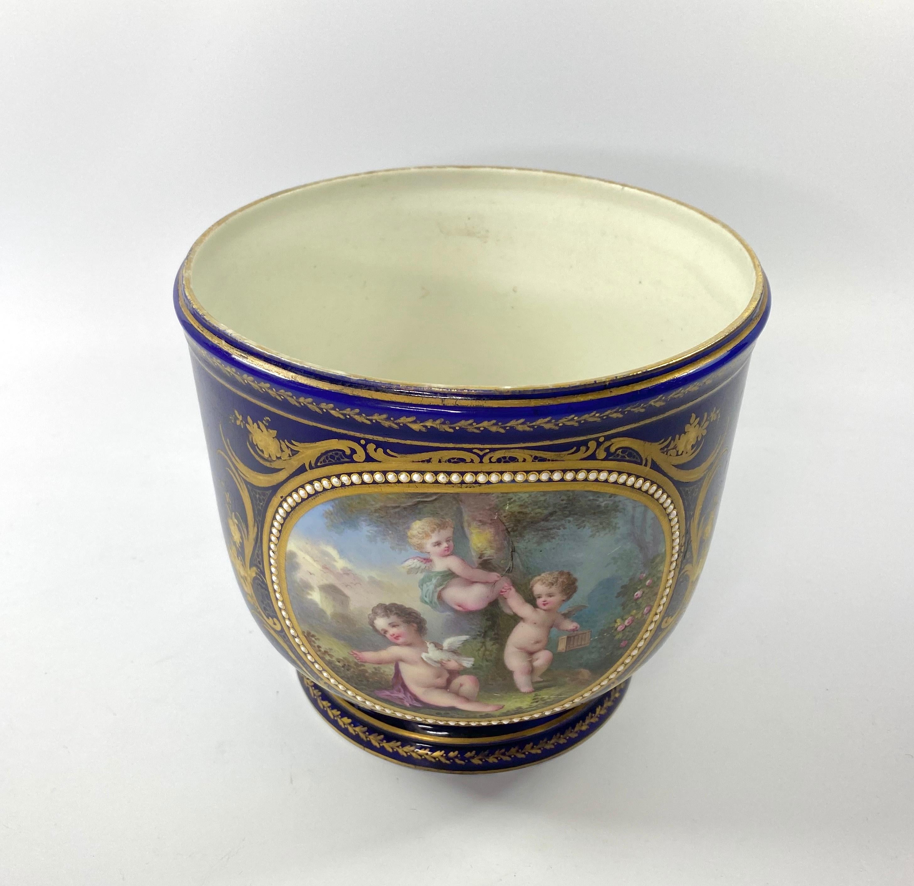 Late 19th Century ‘Sevres’ Porcelain Jewelled Cache Pot, c. 1870