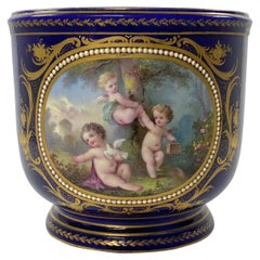 ‘Sevres’ Porcelain Jewelled Cache Pot, c. 1870