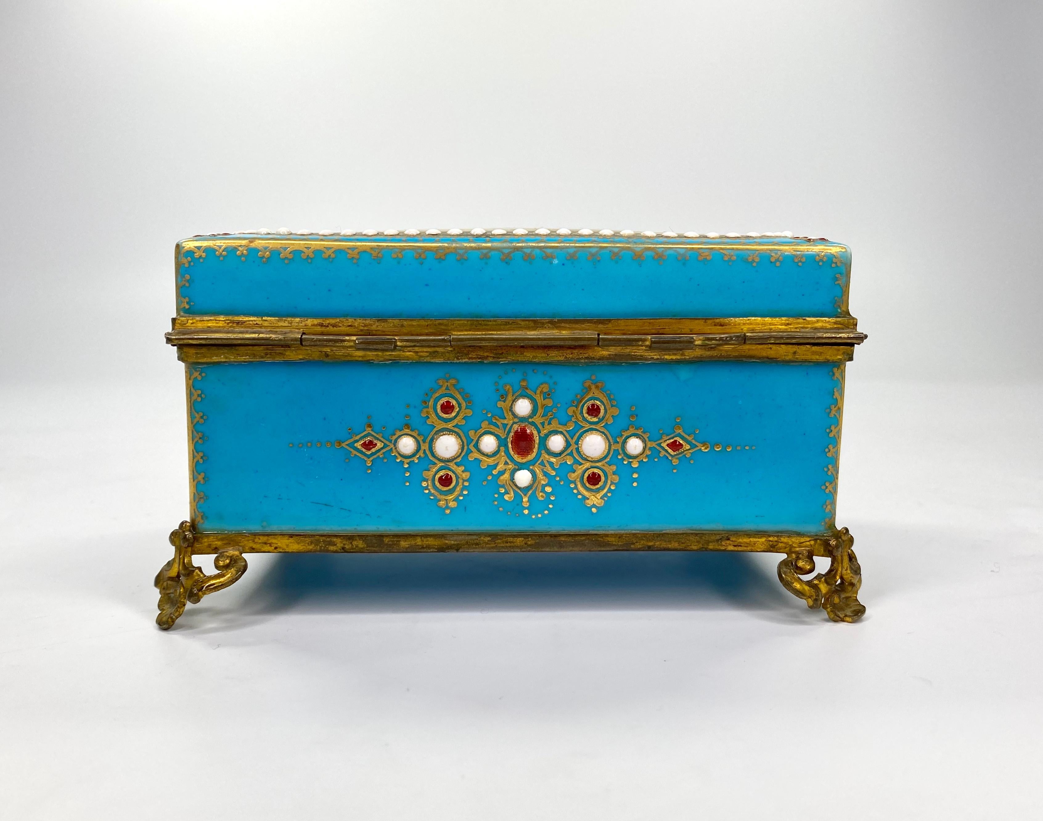 ‘Sèvres’ Porcelain ‘Jewelled’ Casket, circa 1880 In Good Condition In Gargrave, North Yorkshire