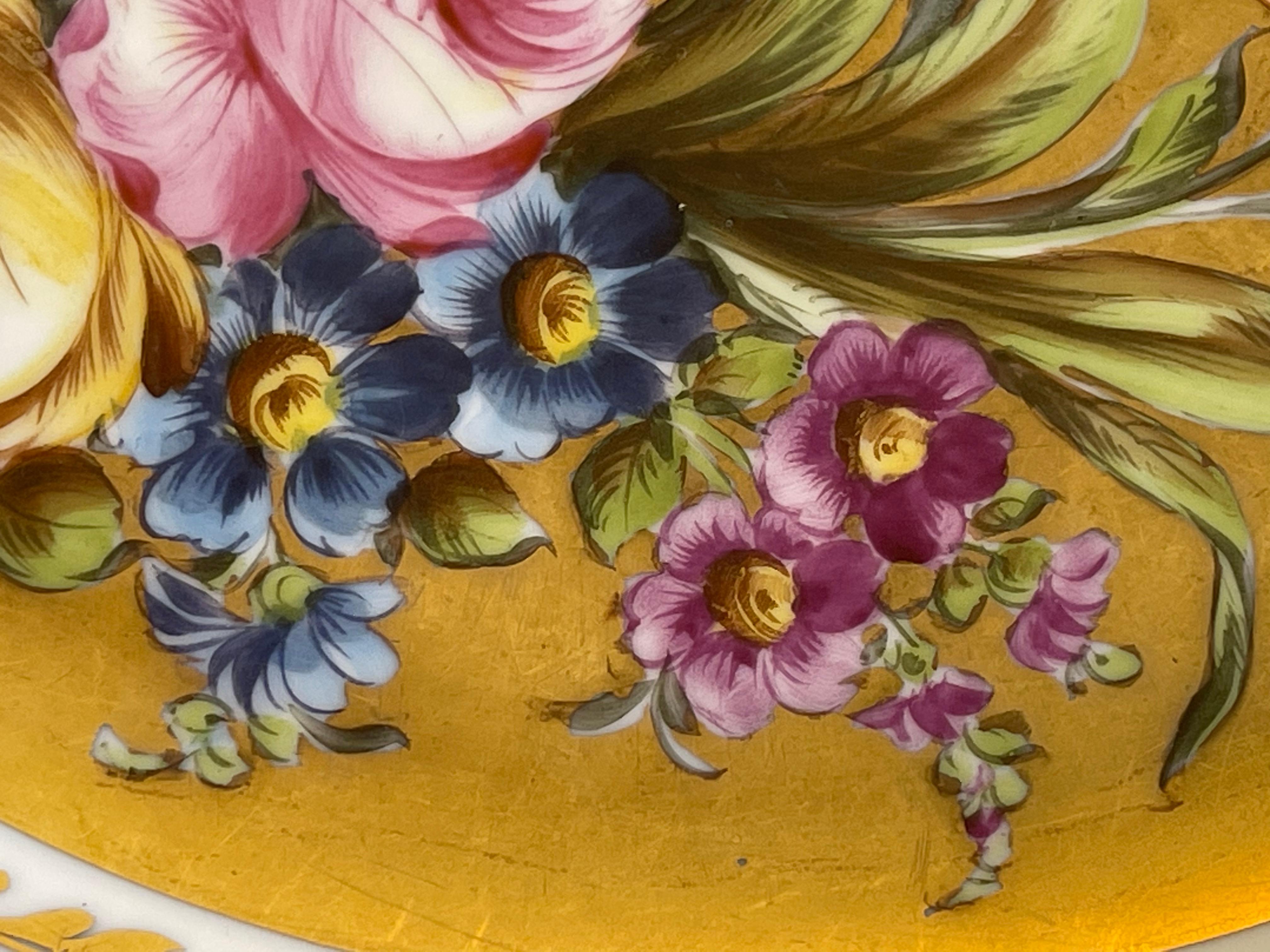 French Sèvres Porcelain - Large Floral Decor Dish For Sale
