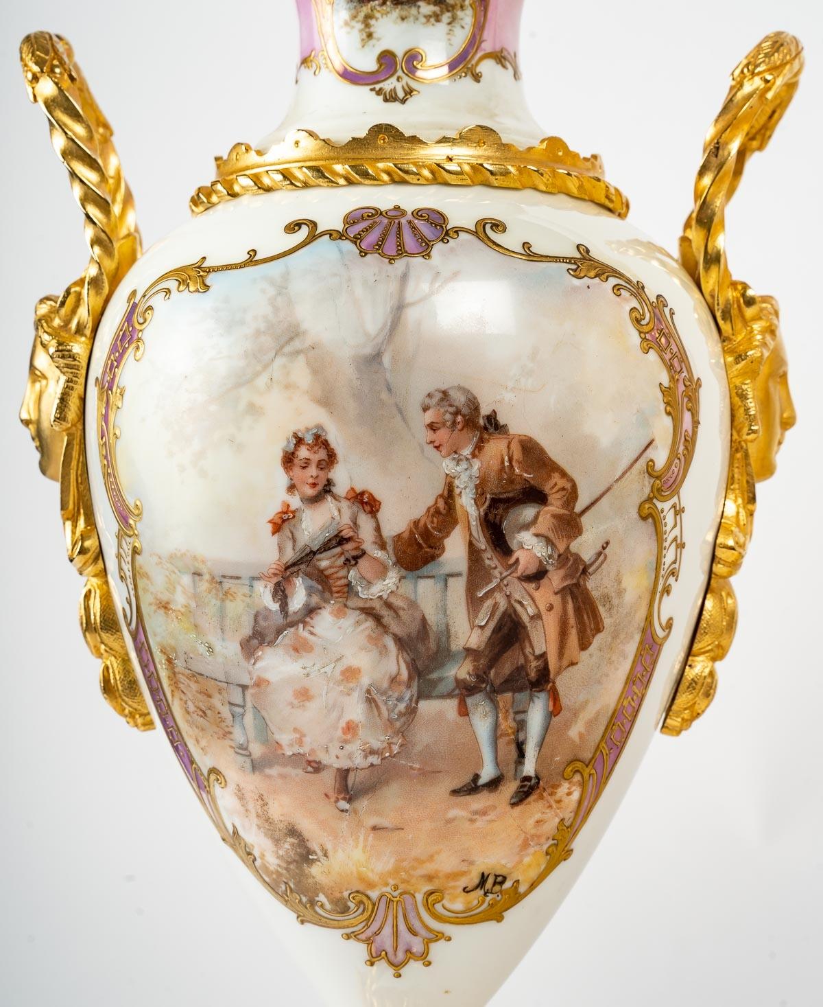 Sèvres Porcelain Mantel Set, 19th Century For Sale 4