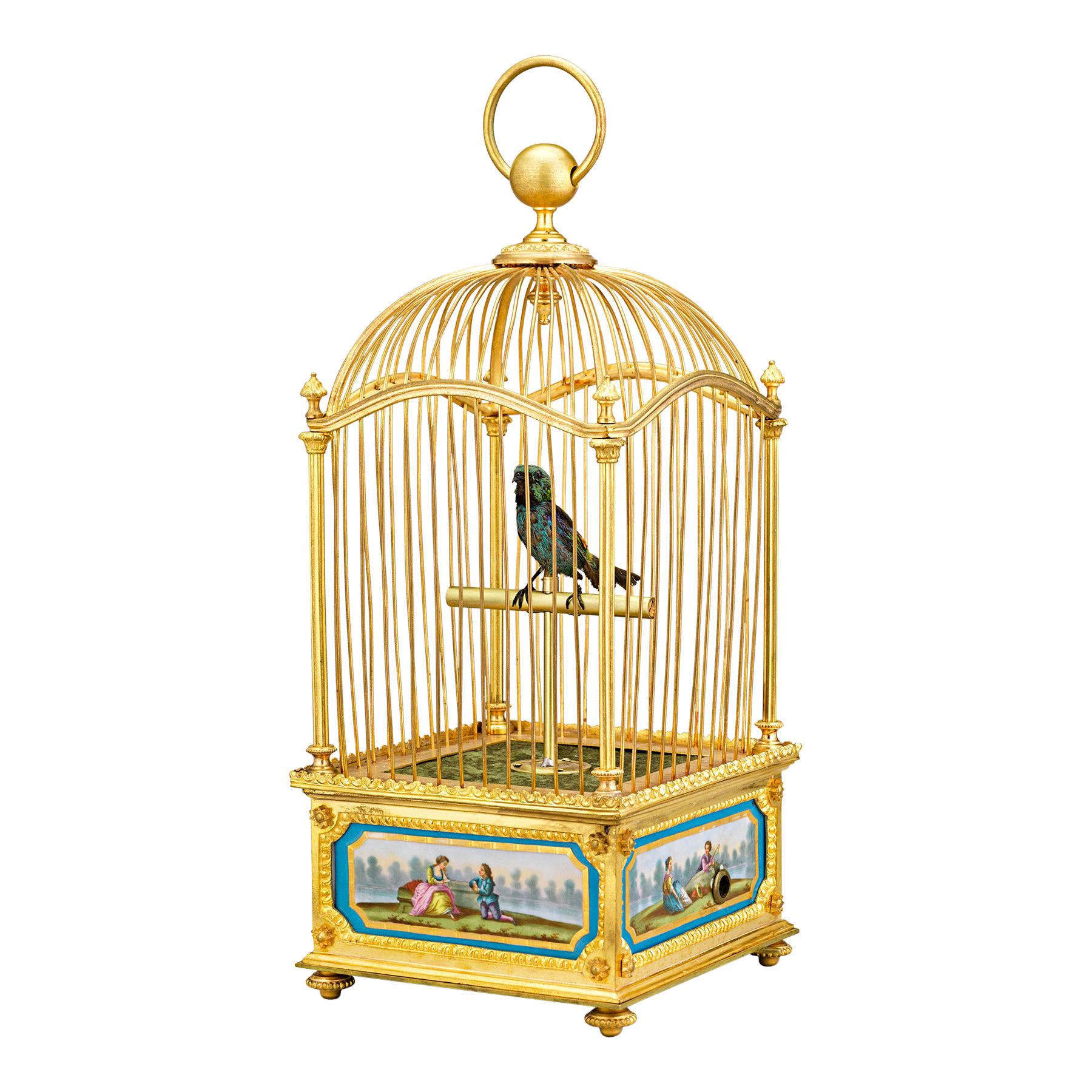 Sèvres Porcelain-Mounted Bird Cage Music Box