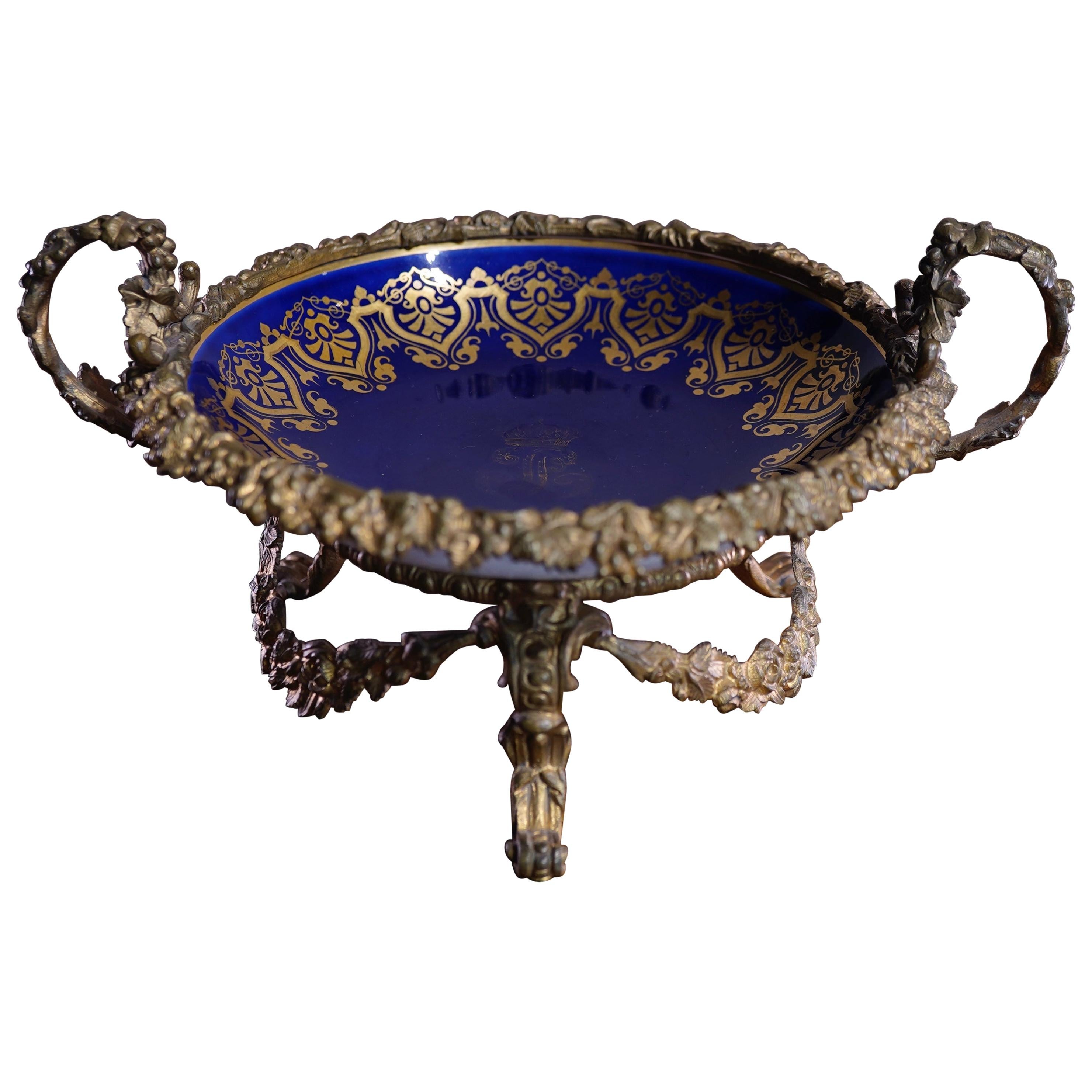 Sèvres Porcelain Ormolou Mounted Dish, Louis Phillip, 1844 For Sale