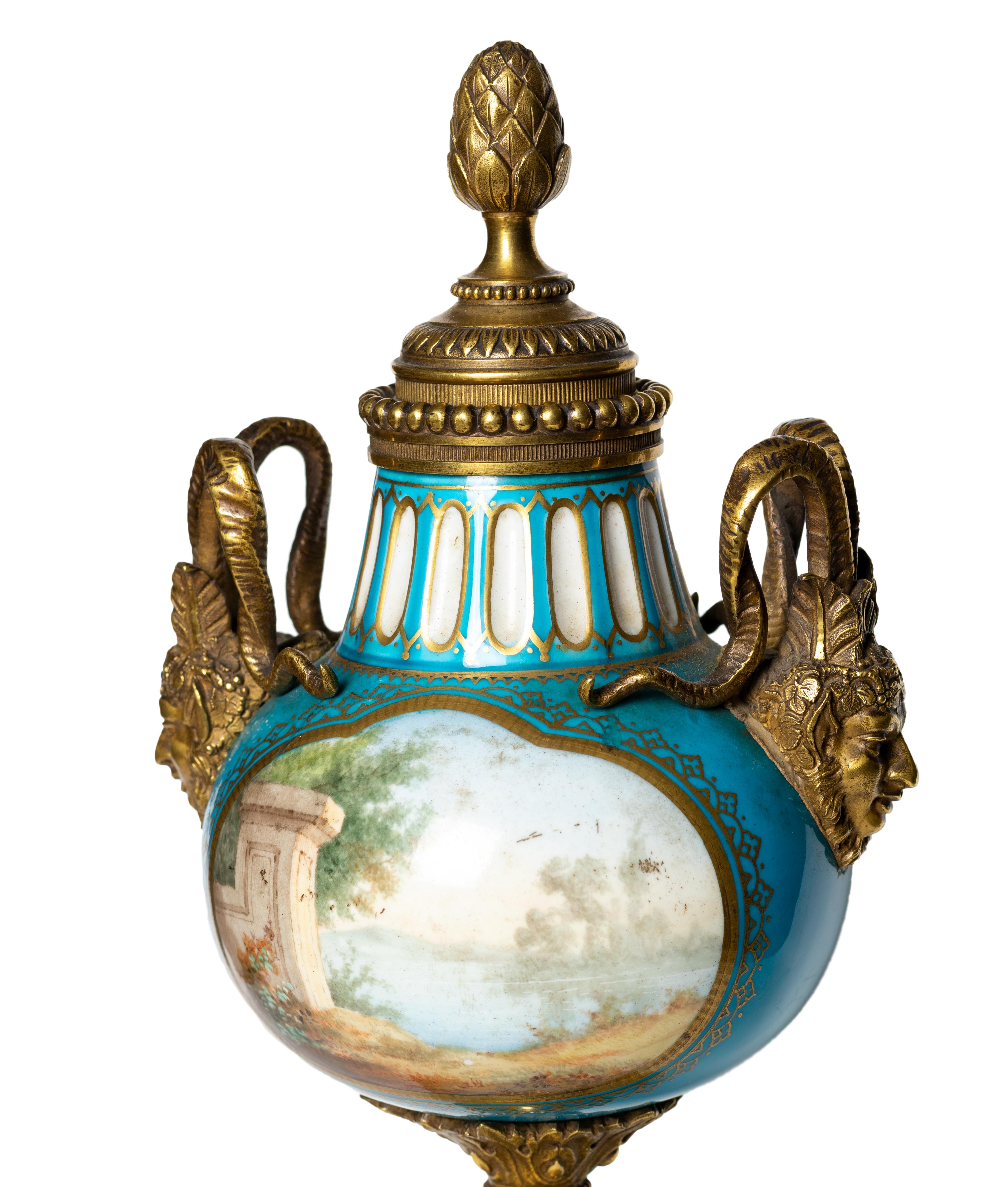 Gilt Sèvres Porcelain & Ormolu Candelabra, François Boucher, 18th Century For Sale