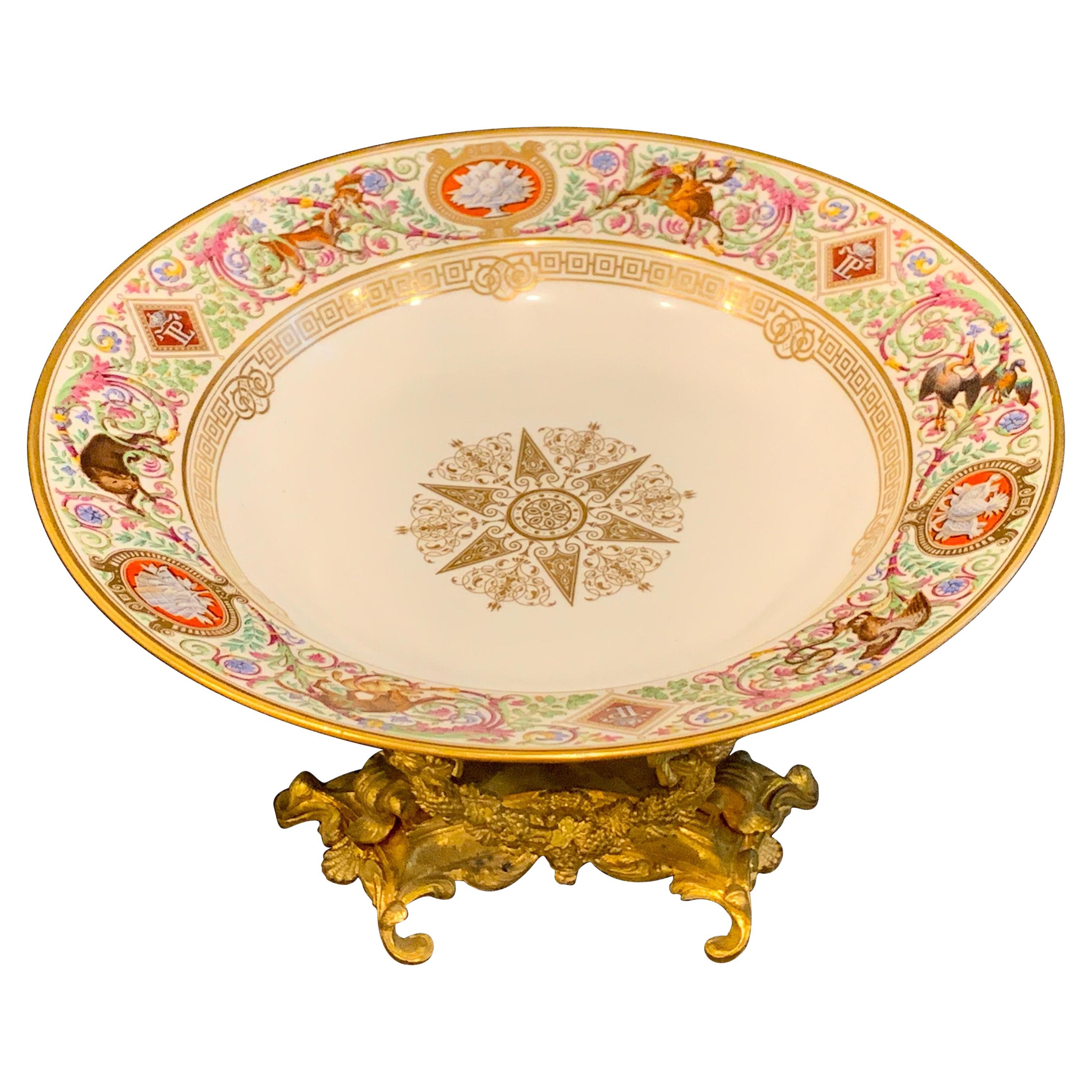 Sevres Porcelain Ormolu Tazza, from the Hunting Service of King Louis Philippe