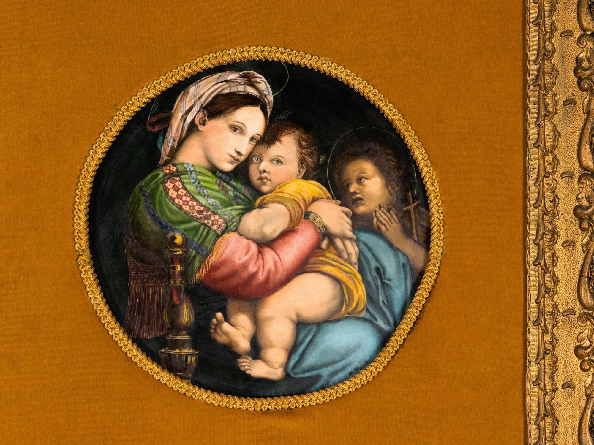 Renaissance Peinture en porcelaine de Sèvres de la Madonna de Raphael par Marcel Prunier  en vente