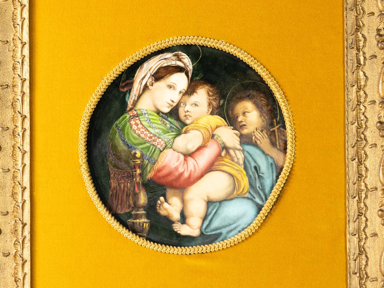 Sèvres Porcelain Painting of Raphael's Madonna by Marcel Prunier For Sale 1