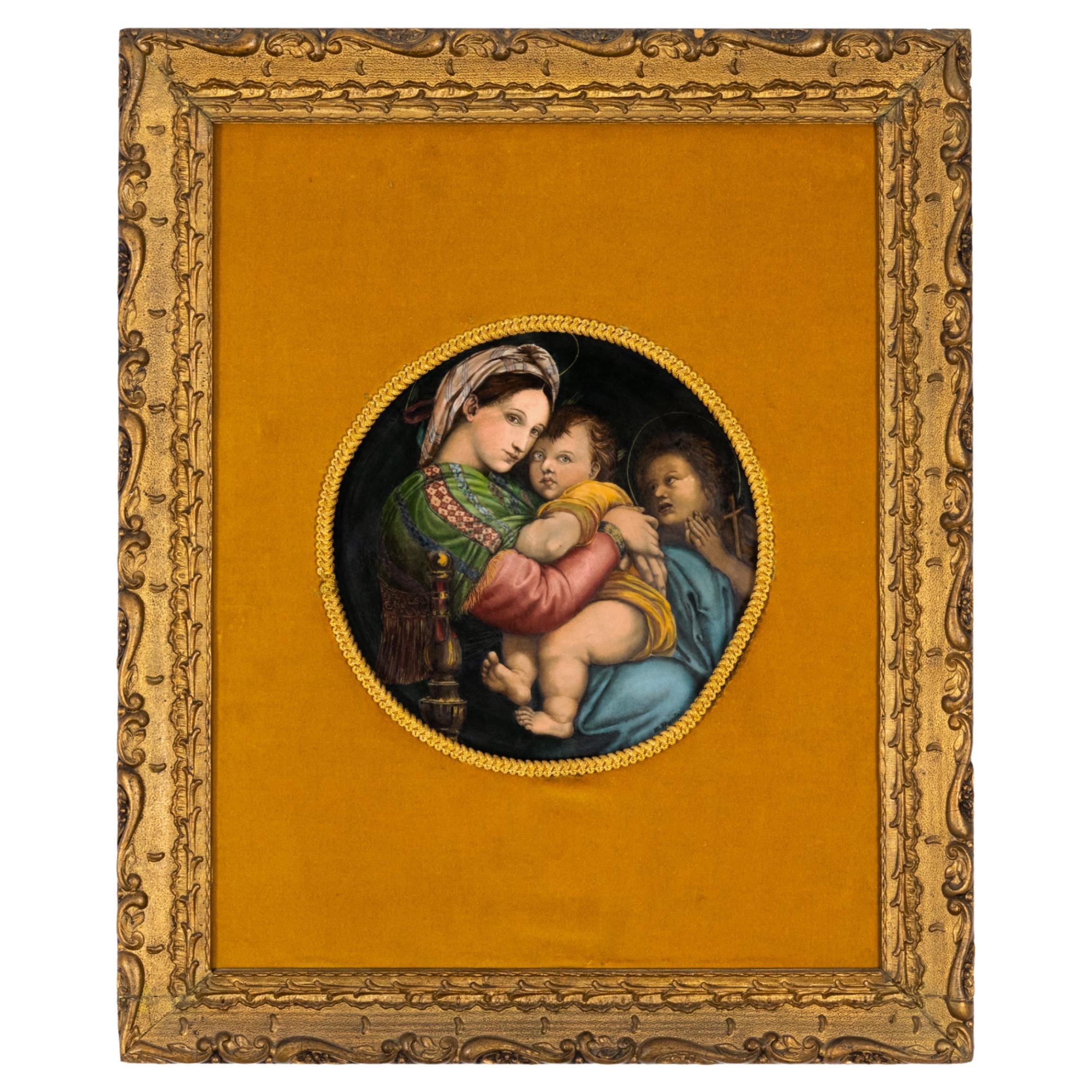 Peinture en porcelaine de Sèvres de la Madonna de Raphael par Marcel Prunier  en vente