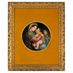 Peinture en porcelaine de Sèvres de la Madonna de Raphael par Marcel Prunier 