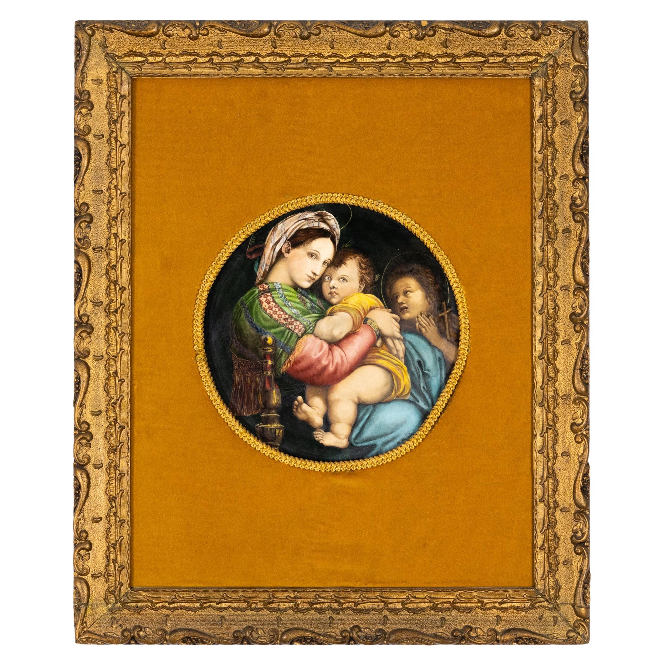 Sèvres Porcelain Painting of Raphael's Madonna by Marcel Prunier For Sale