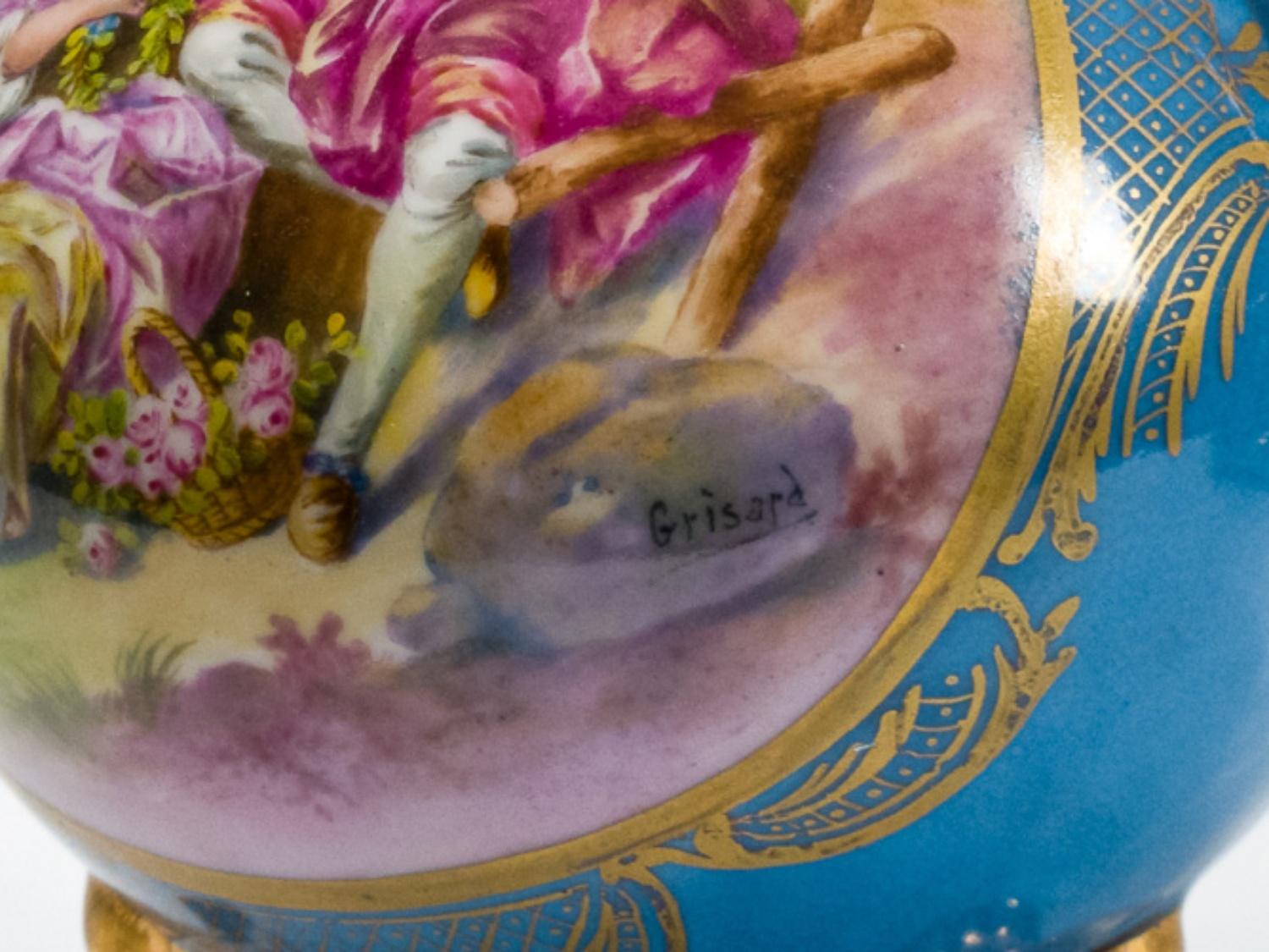 Rococo Revival Sevres Porcelain Tea Service By 'E. Grisard', 19th Century For Sale