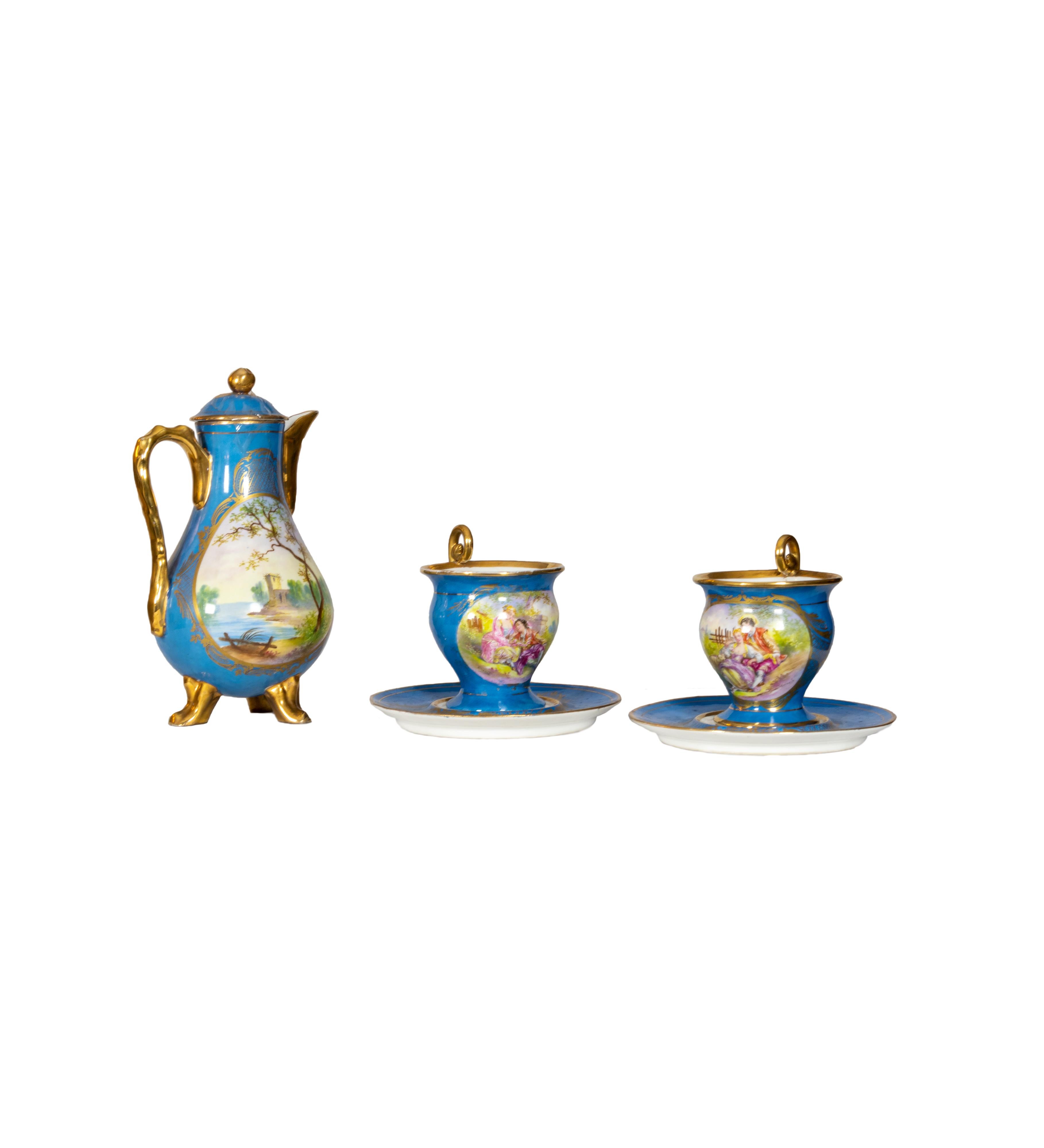 Sevres-Porzellan-Teeservice von E. Grisard aus Sevres, 19. Jahrhundert im Zustand „Gut“ im Angebot in Lisbon, PT