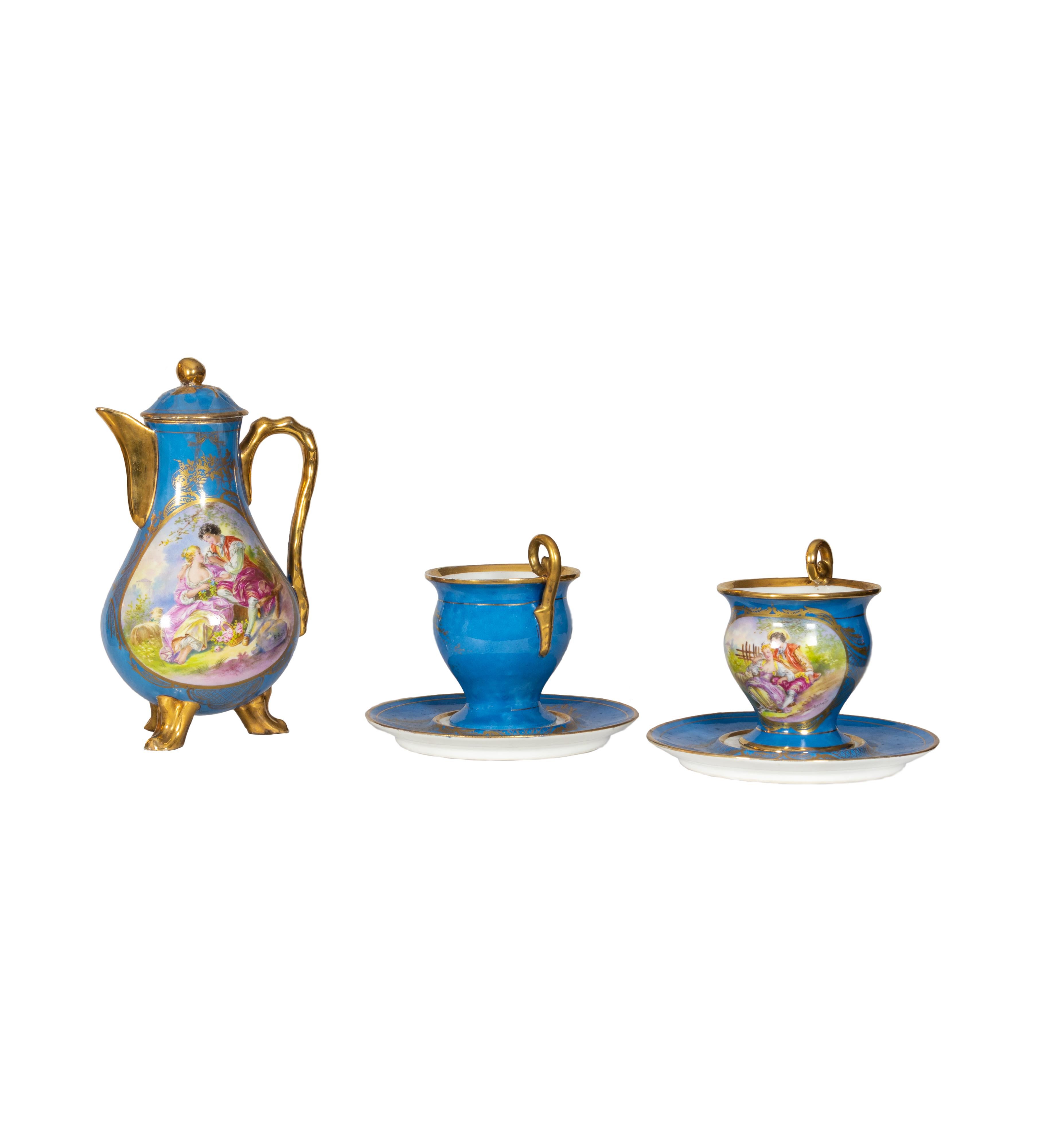 Sevres-Porzellan-Teeservice von E. Grisard aus Sevres, 19. Jahrhundert im Angebot 1