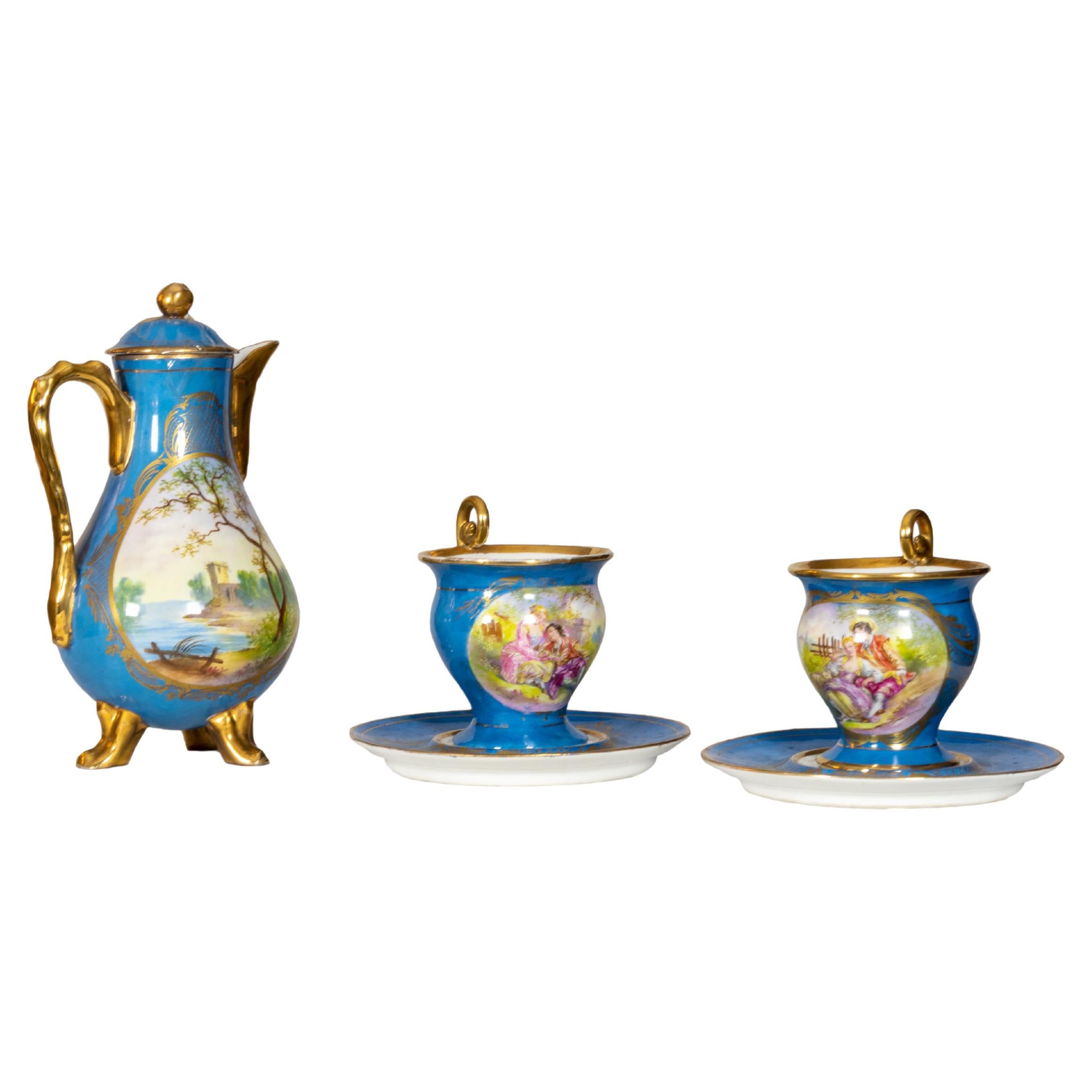 Sevres Porcelain Tea Service By 'E. Grisard', 19th Century For Sale