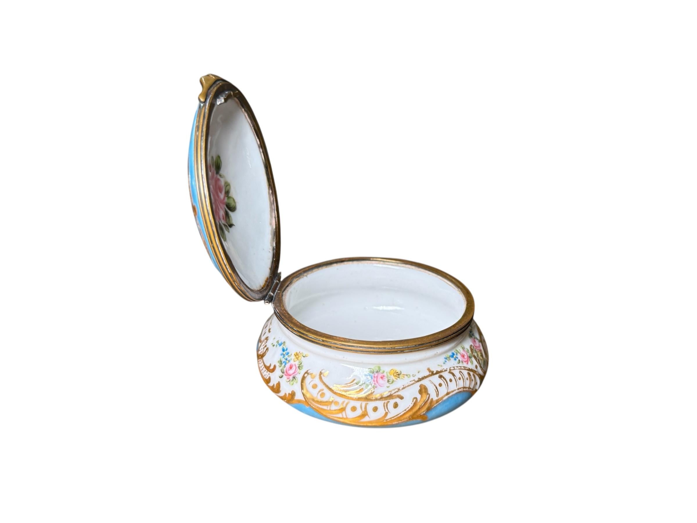 French Sevres Porcelain Trinket Box For Sale