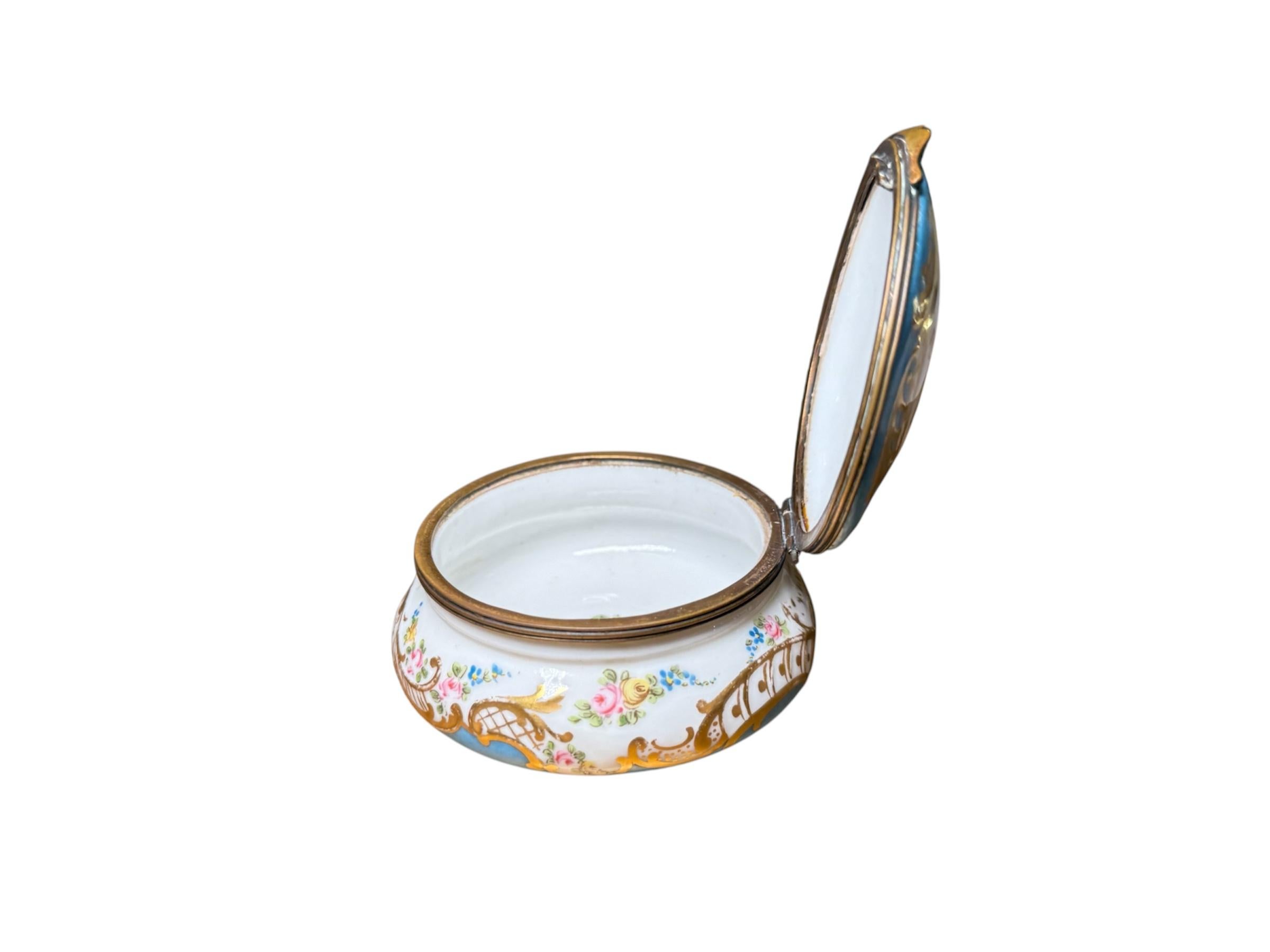 Hand-Painted Sevres Porcelain Trinket Box For Sale