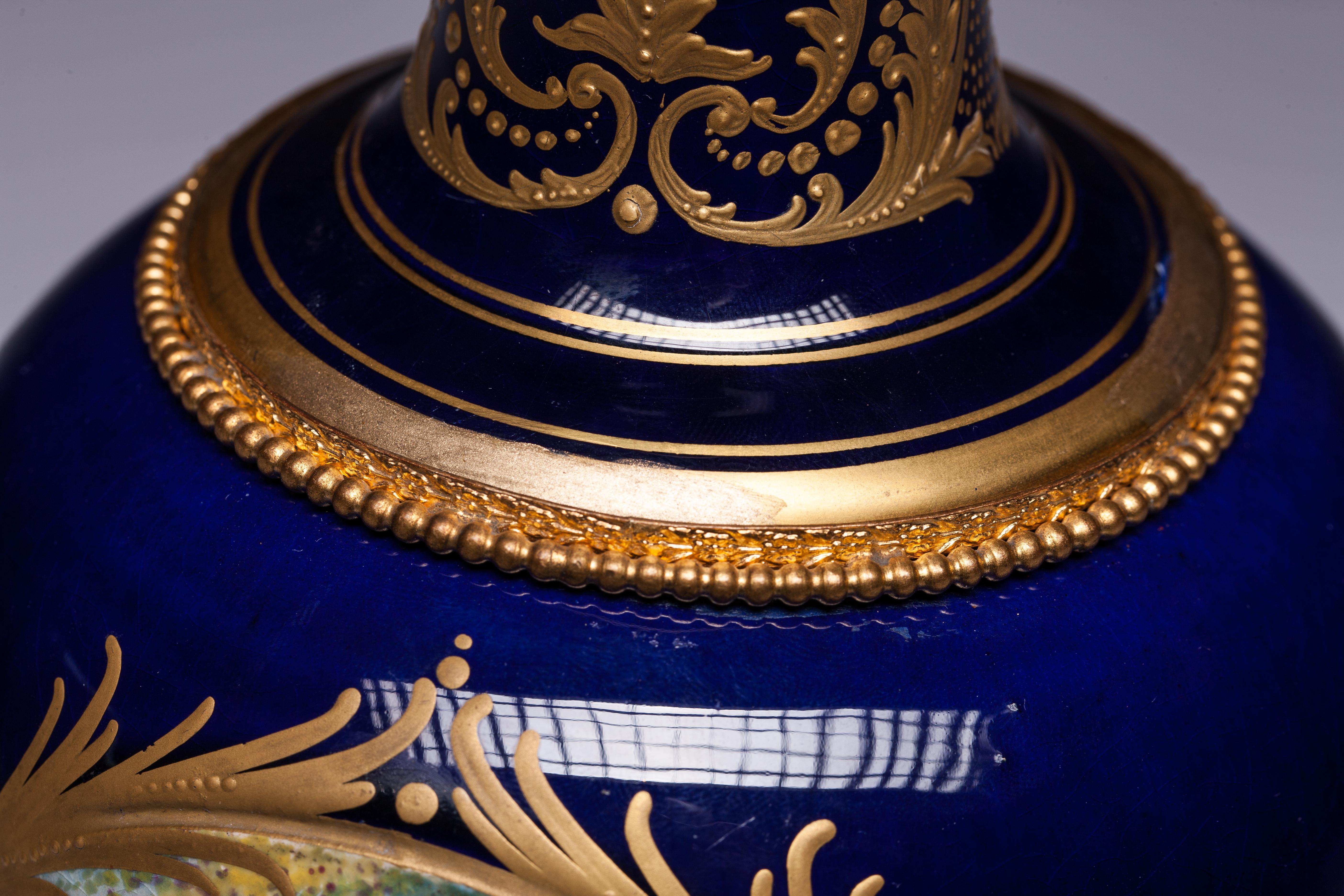 Sevres Porcelain Vase 19th Century Signed C. Velly For Sale 3