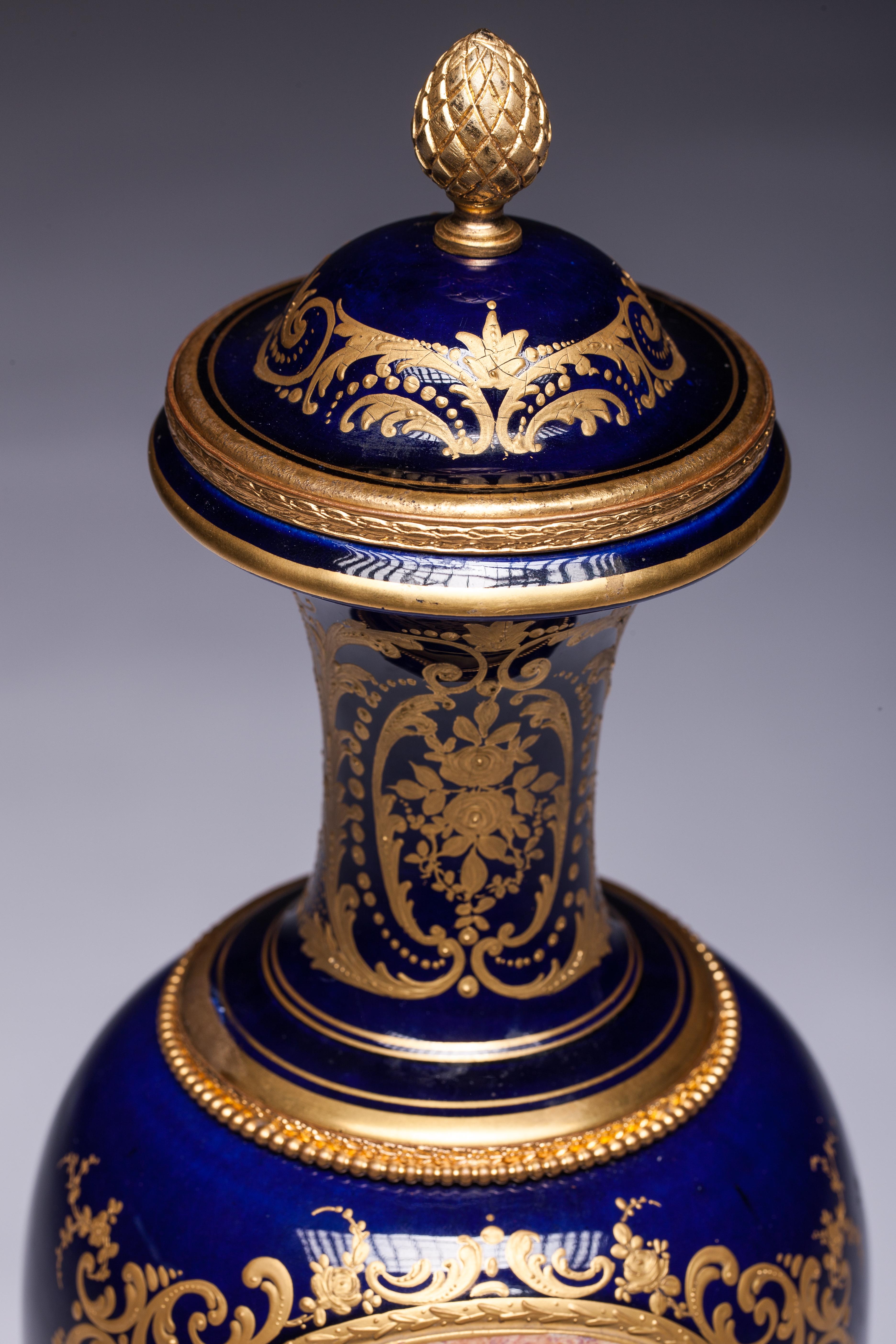 French Sevres Porcelain Vase 19th Century Signed C. Velly For Sale