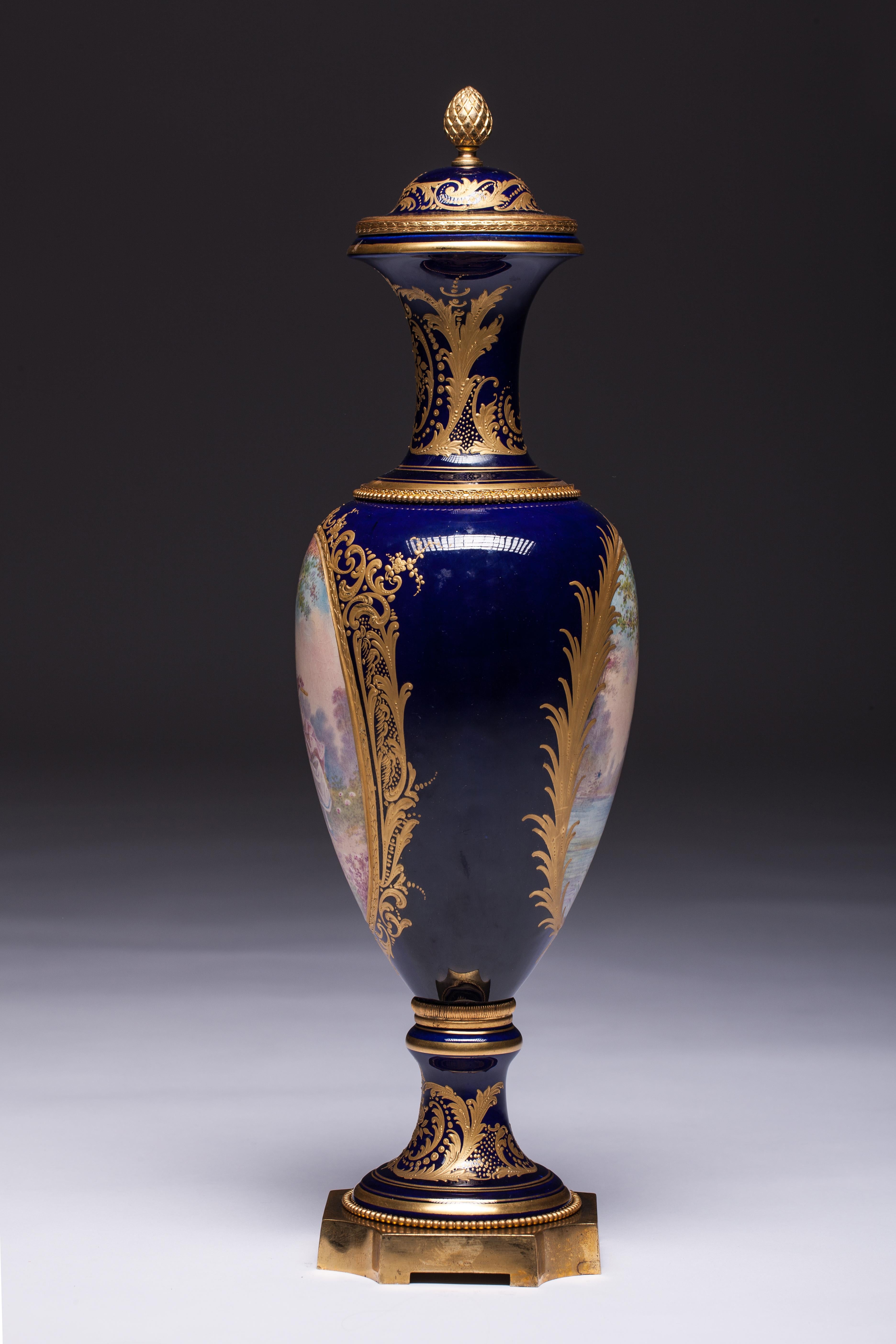 Sevres Porcelain Vase 19th Century Signed C. Velly In Fair Condition For Sale In Vilnius, LT