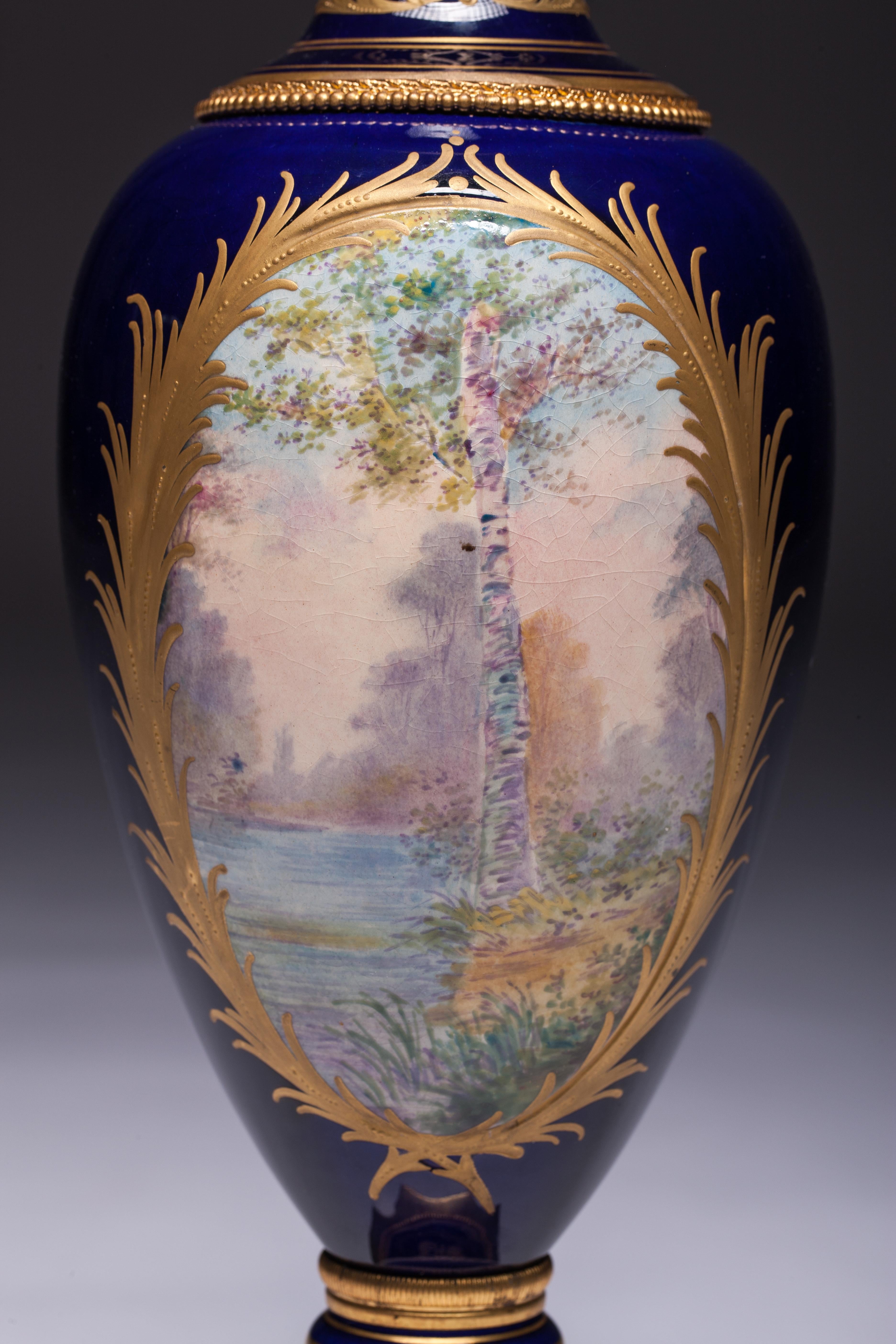 Sevres Porcelain Vase 19th Century Signed C. Velly For Sale 1