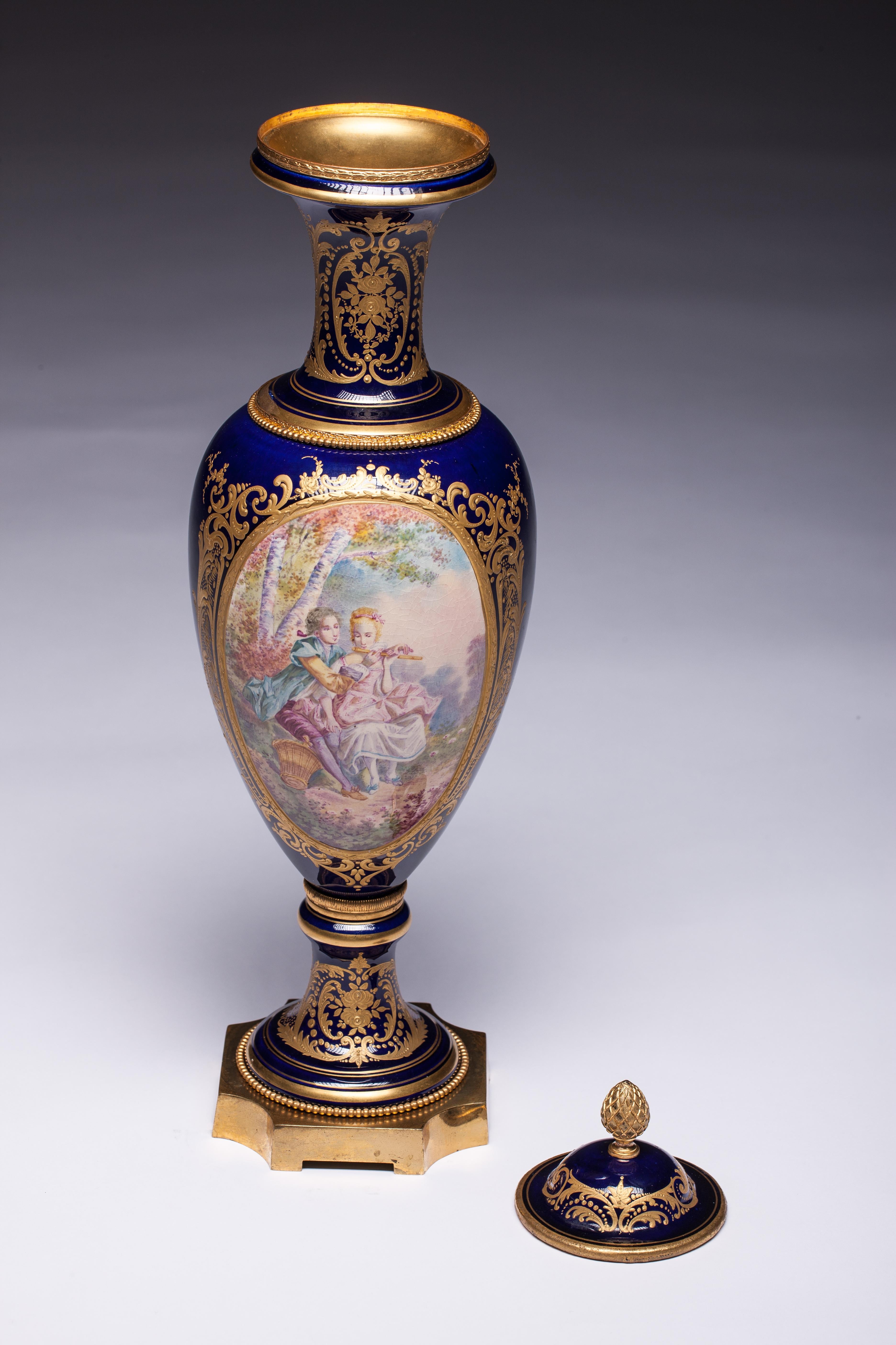 Sevres Porcelain Vase 19th Century Signed C. Velly For Sale 2