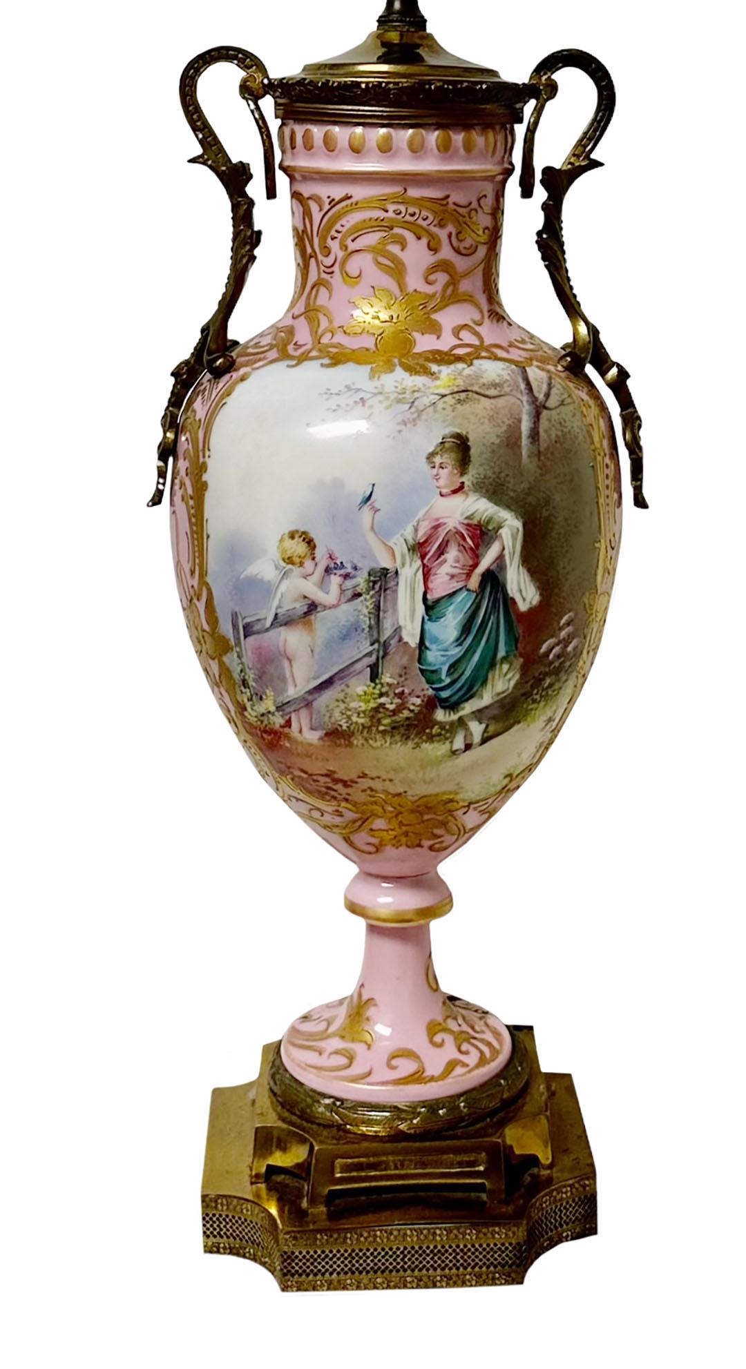 French Sevres Porcelain Vase as a Table Lamp For Sale