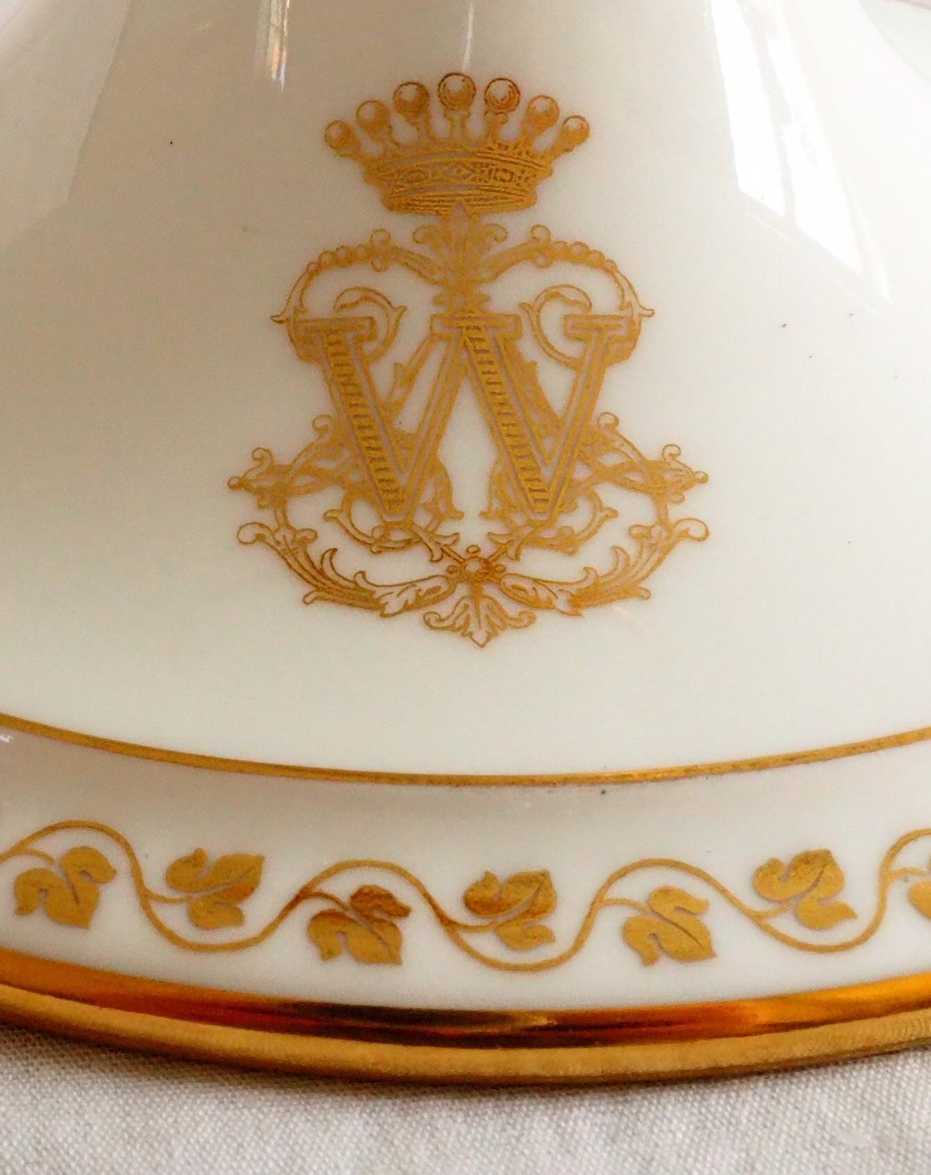 Gilt Sevres porcelain serving dish / plate - gilt, signed, dated 1879, crown of Count
