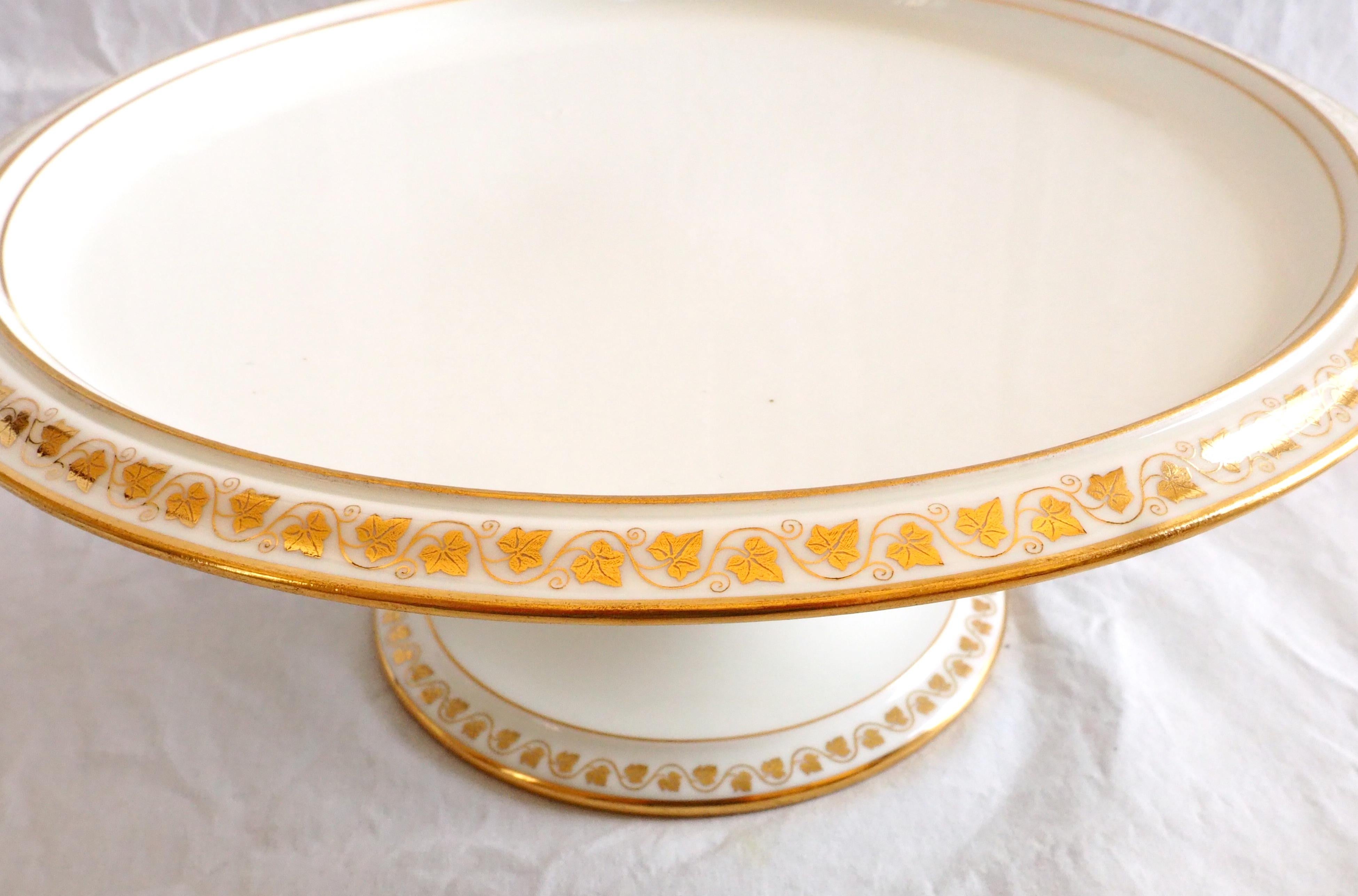19th Century Sevres porcelain serving dish / plate - gilt, signed, dated 1879, crown of Count
