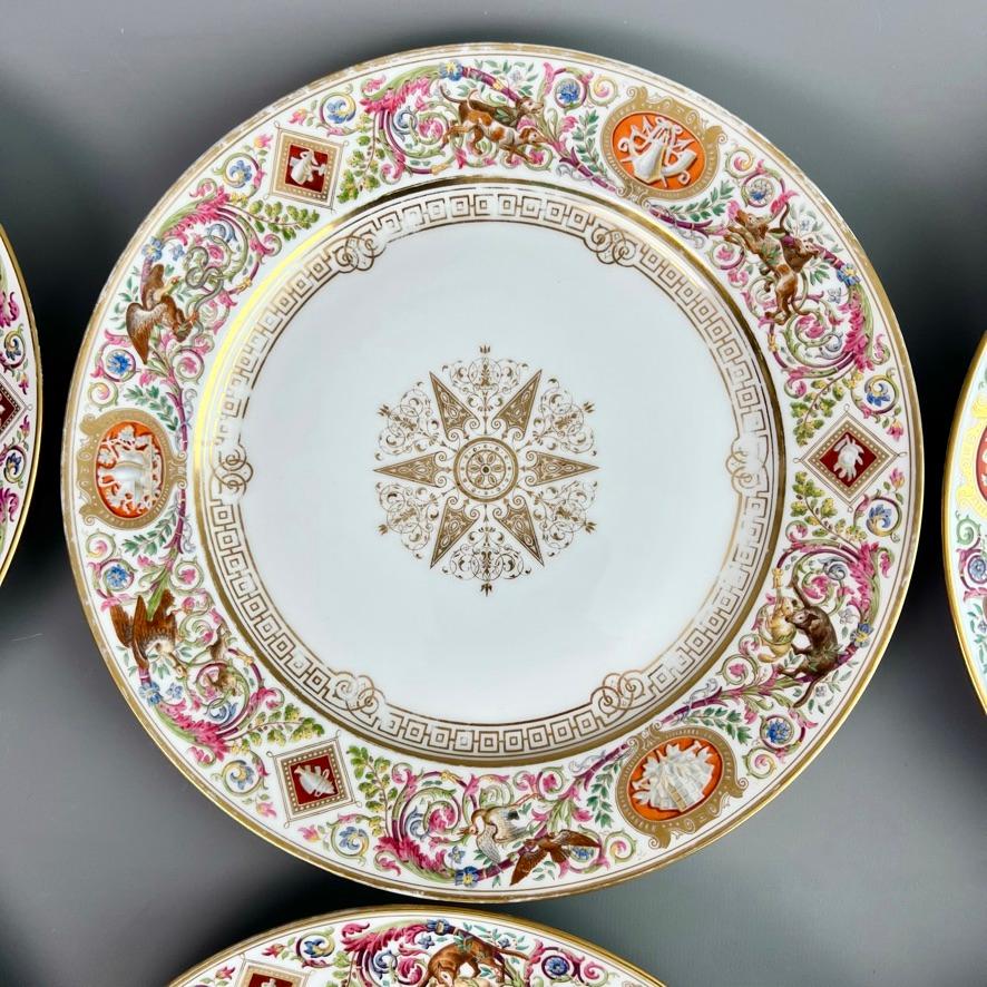 Louis Philippe Sèvres Set of 6 Porcelain Plates from the Royal Hunting Service, 1847 For Sale