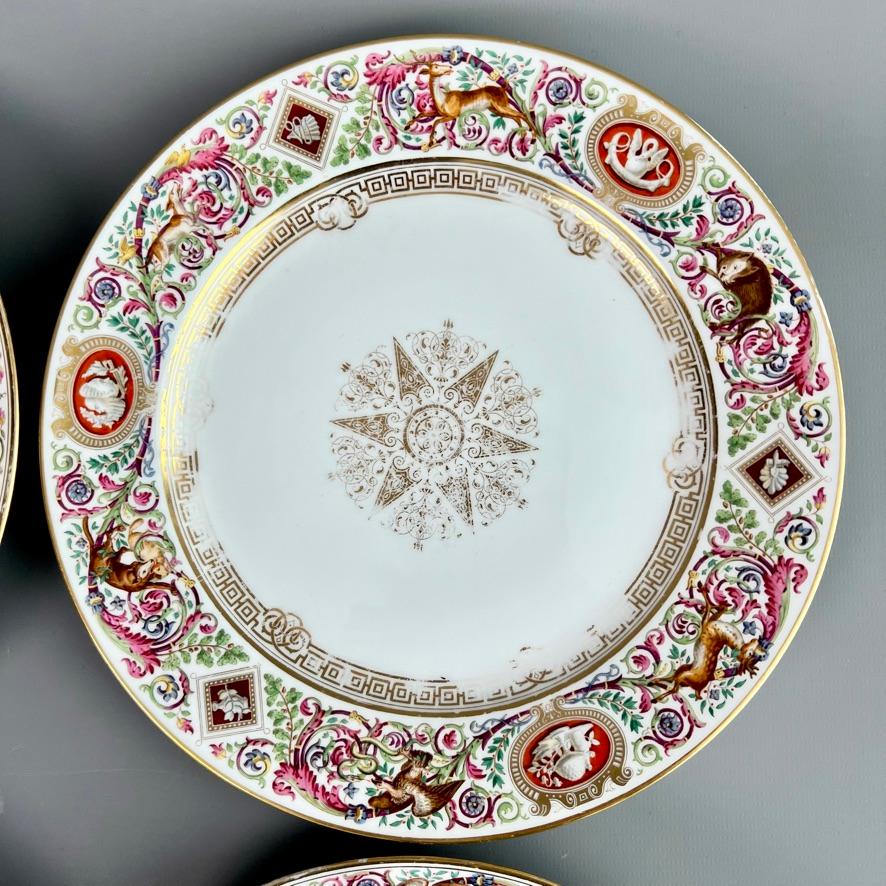 French Sèvres Set of 6 Porcelain Plates from the Royal Hunting Service, 1847 For Sale