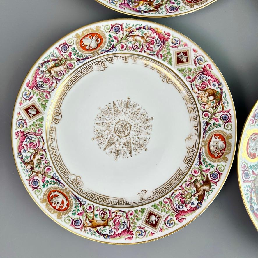 Mid-19th Century Sèvres Set of 6 Porcelain Plates from the Royal Hunting Service, 1847 For Sale