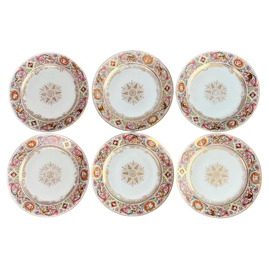 Sèvres Set of 6 Porcelain Plates from the Royal Hunting Service, 1847