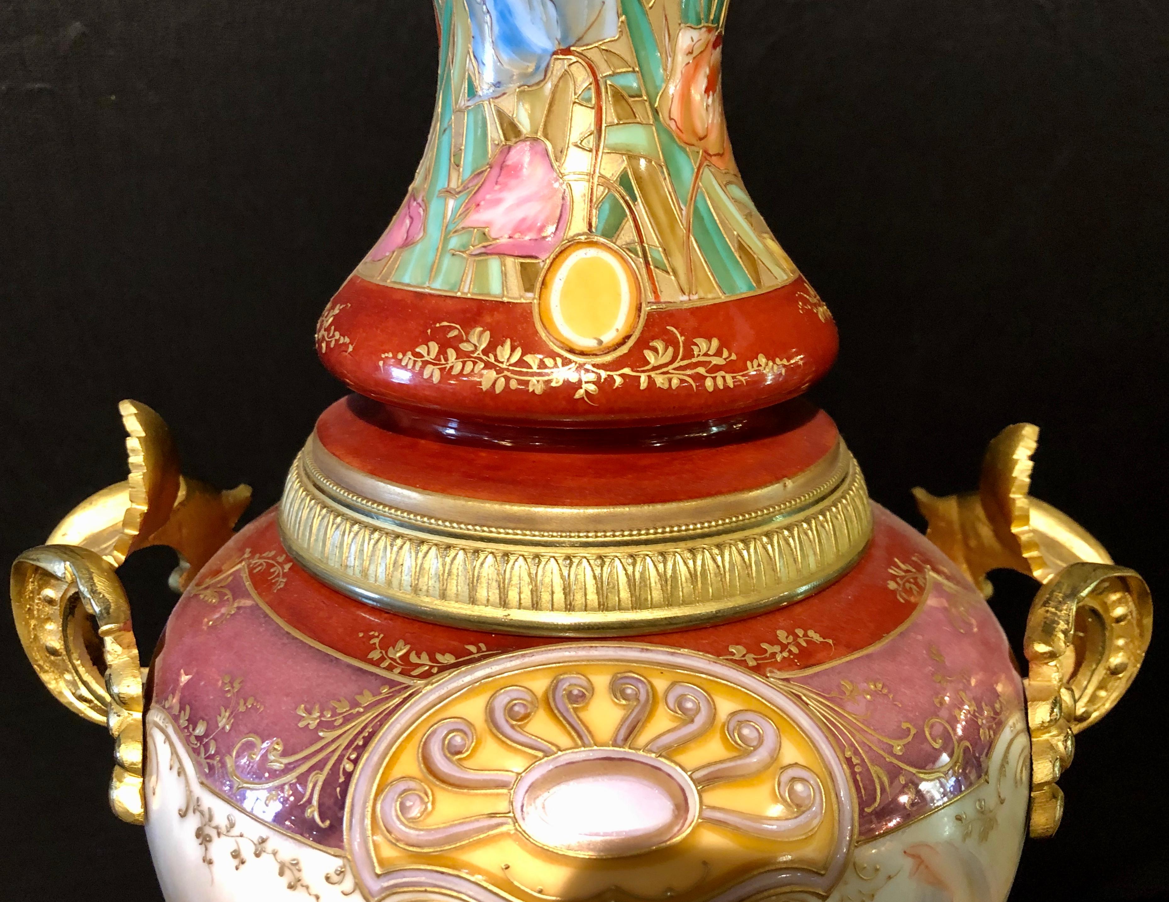 Sevres Spinning Urn Vase Having a Maiden & Cherub Painting Signed Lingaand For Sale 5