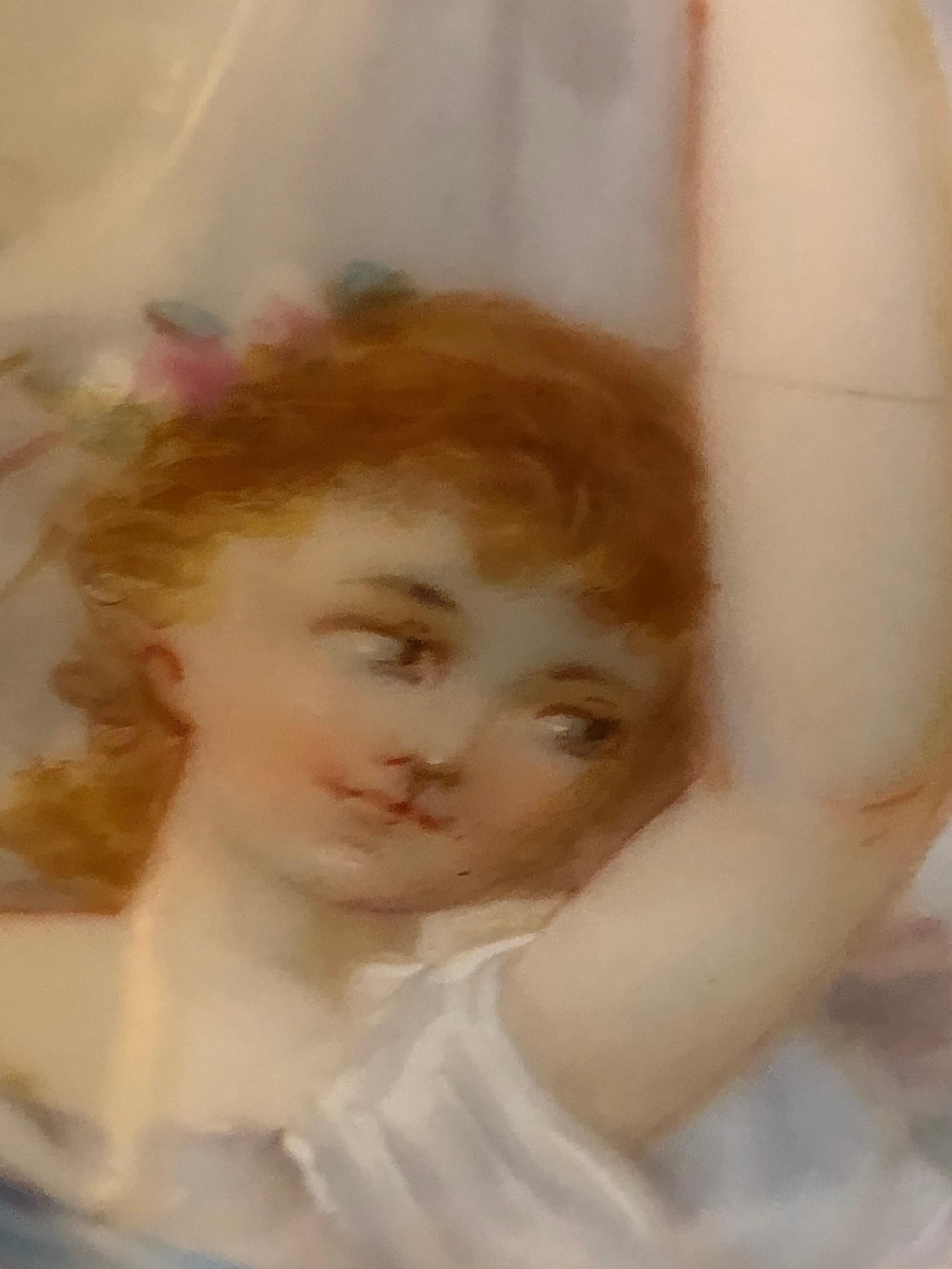 Vaso a urna rotante di Sevres con dipinto una fanciulla e un cherubino firmato Lingaand in vendita 10
