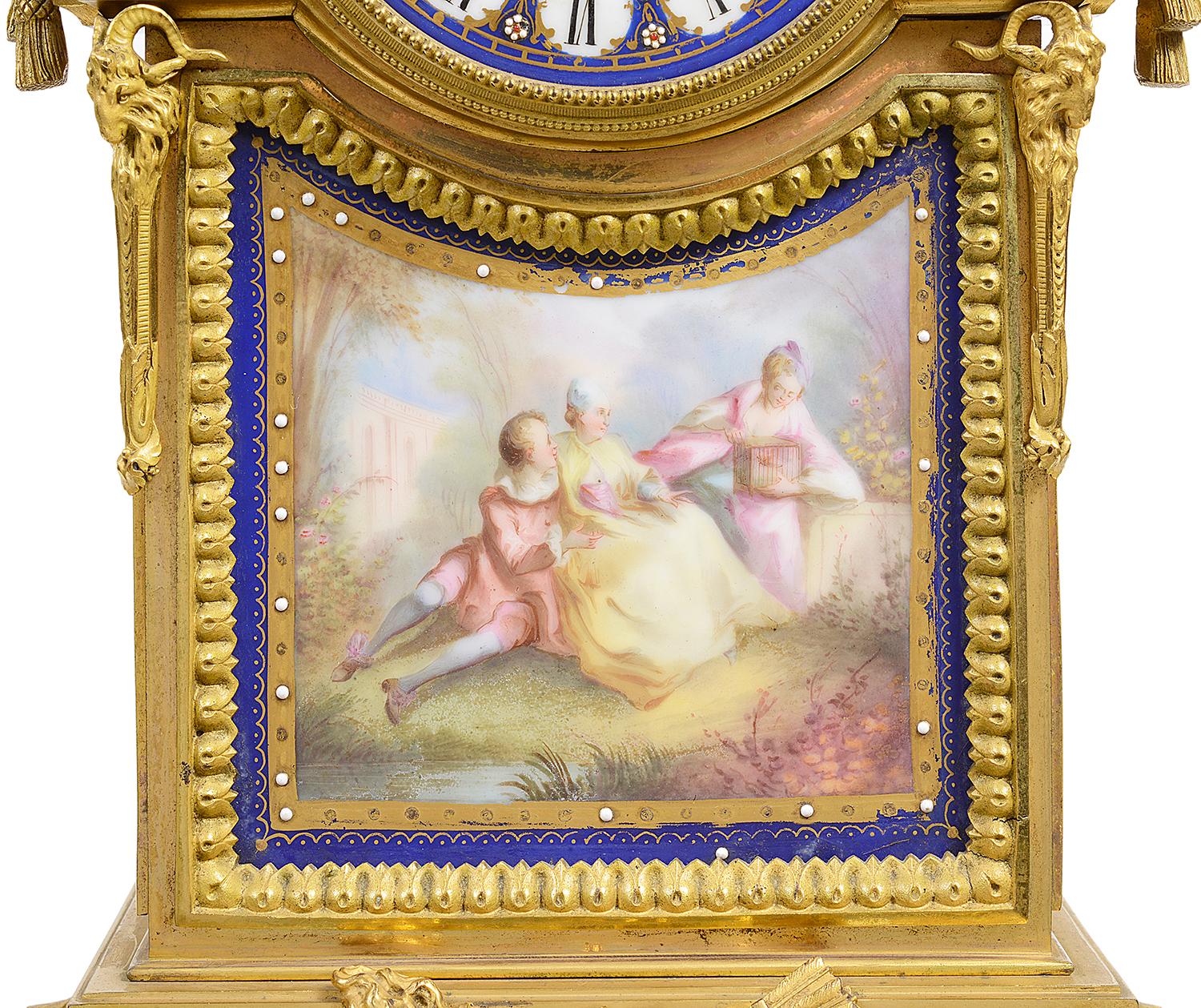 French Sevres Style 19th Century Mantel Clock