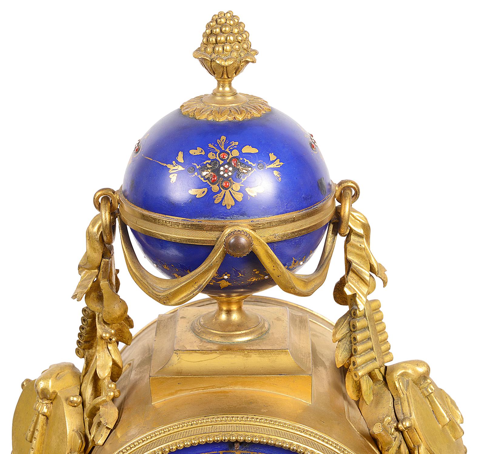 Porcelain Sevres Style 19th Century Mantel Clock