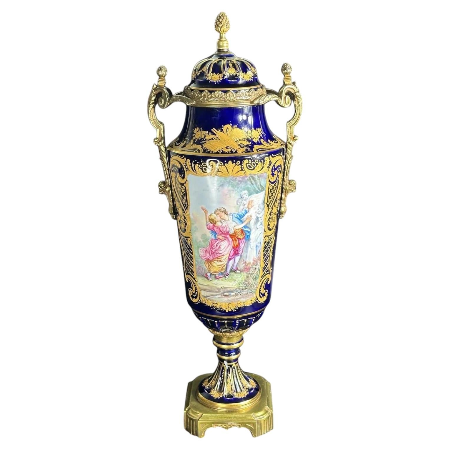 Sèvres style, antique porcelain vase signed E. Froger, France