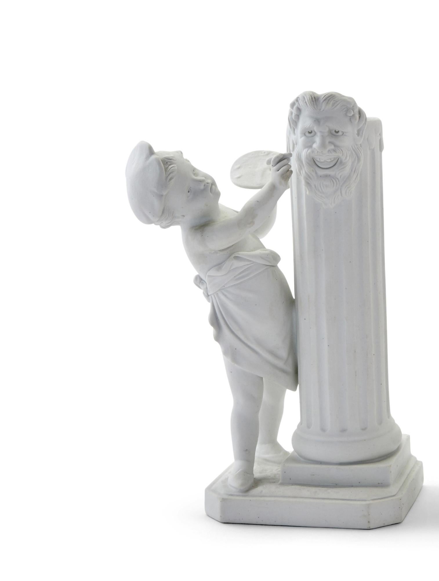 20th Century Sevres Style Bisque Porcelain Decorative Figural Pair Vases For Sale