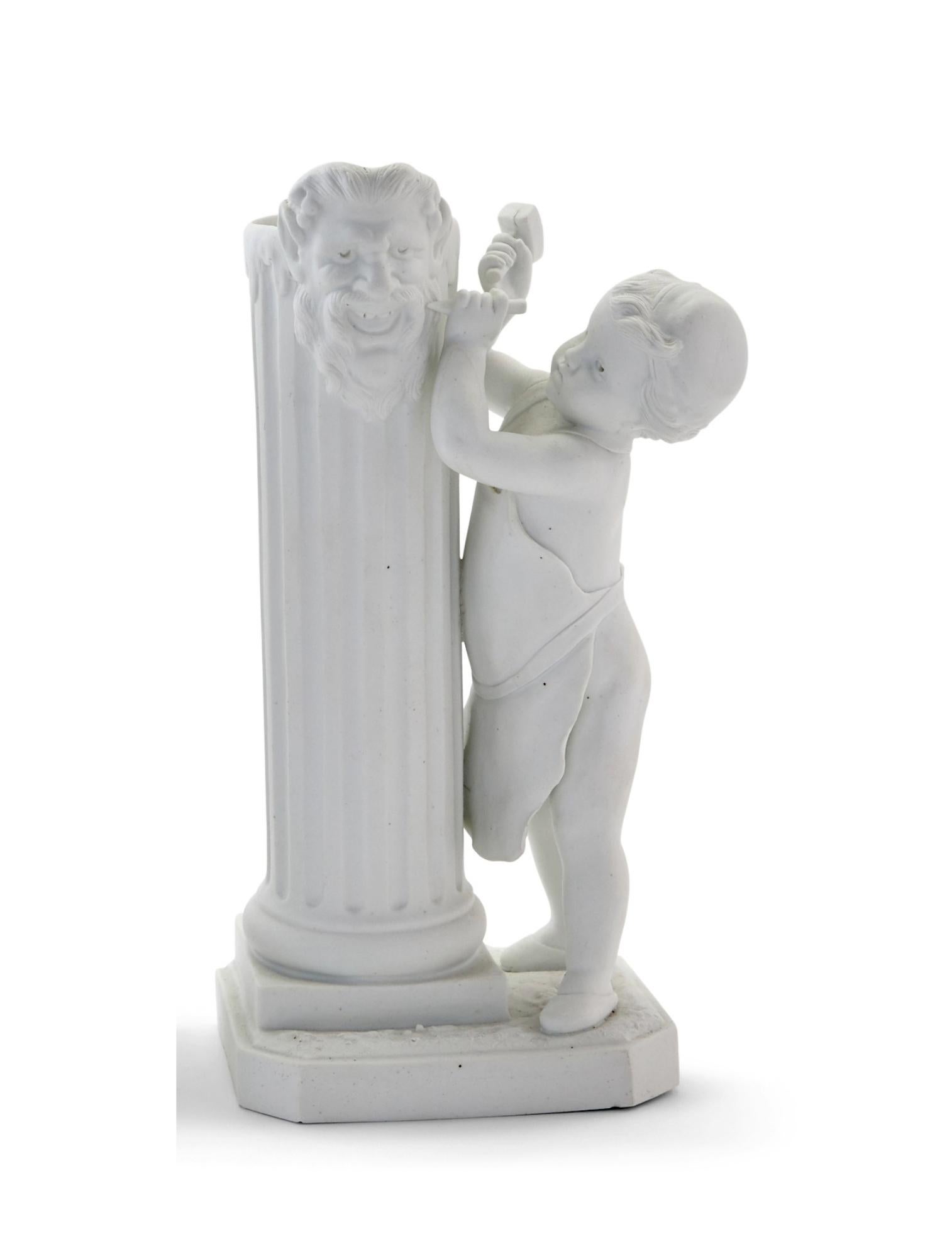 Sevres Style Bisque Porcelain Decorative Figural Pair Vases For Sale 1