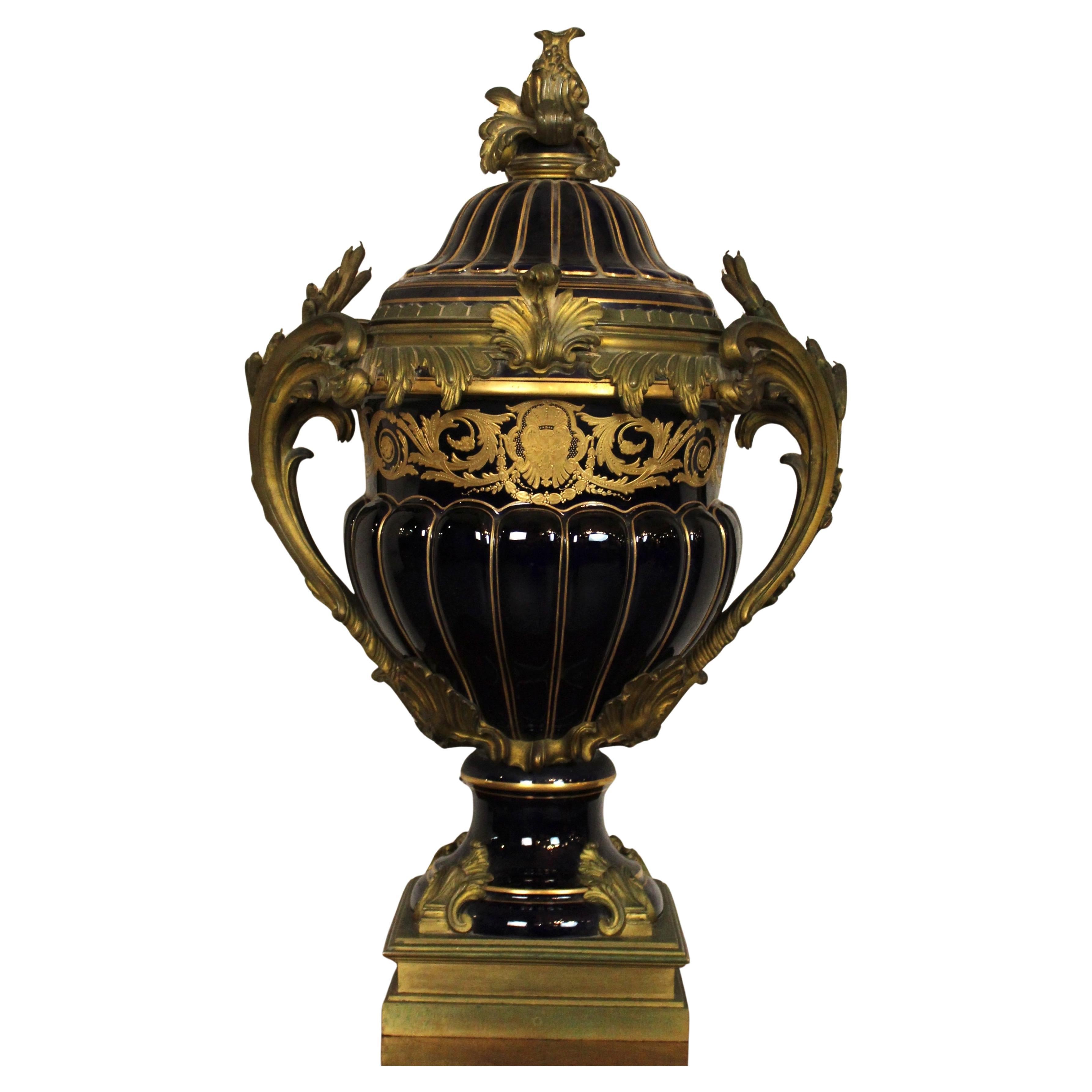 Sèvres-style Blue de Roi Porcelain Urn