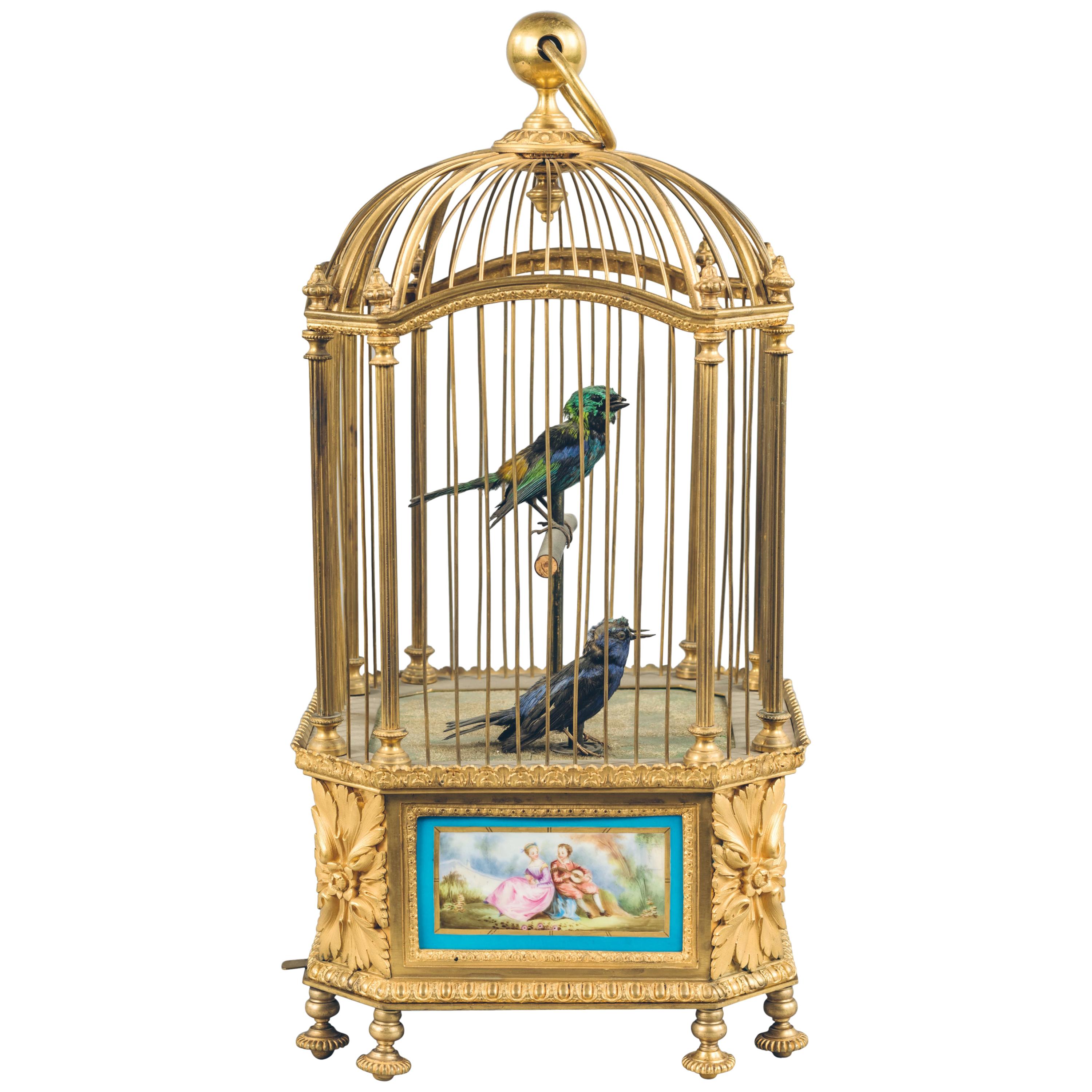 Sèvres Style Bontems Singing Bird Automaton. French, c 1890