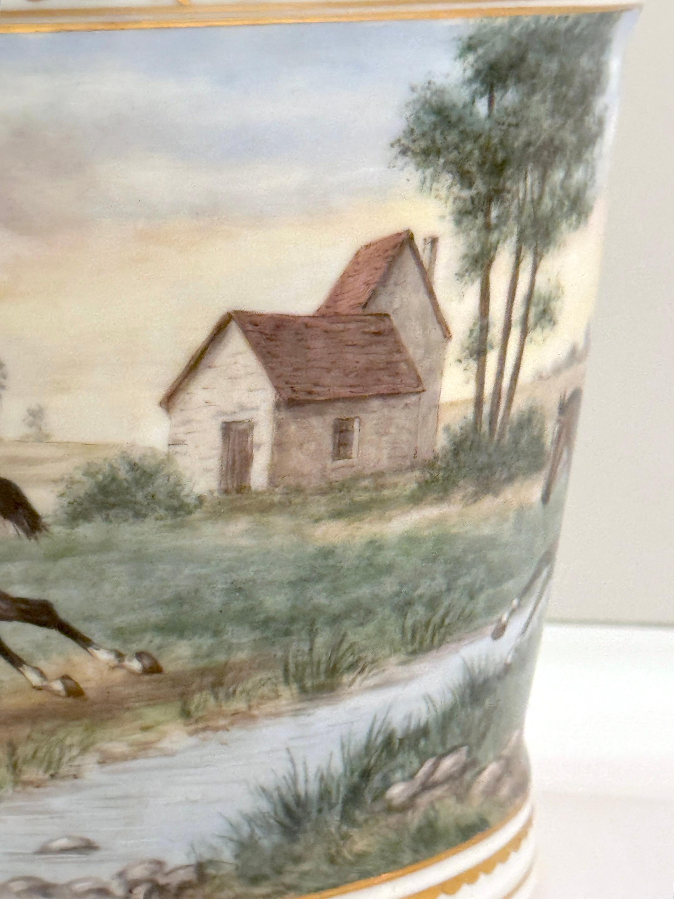 Sevres Style Equestrian/ Horse Race Cachepot, Signed 'Garnier' 3