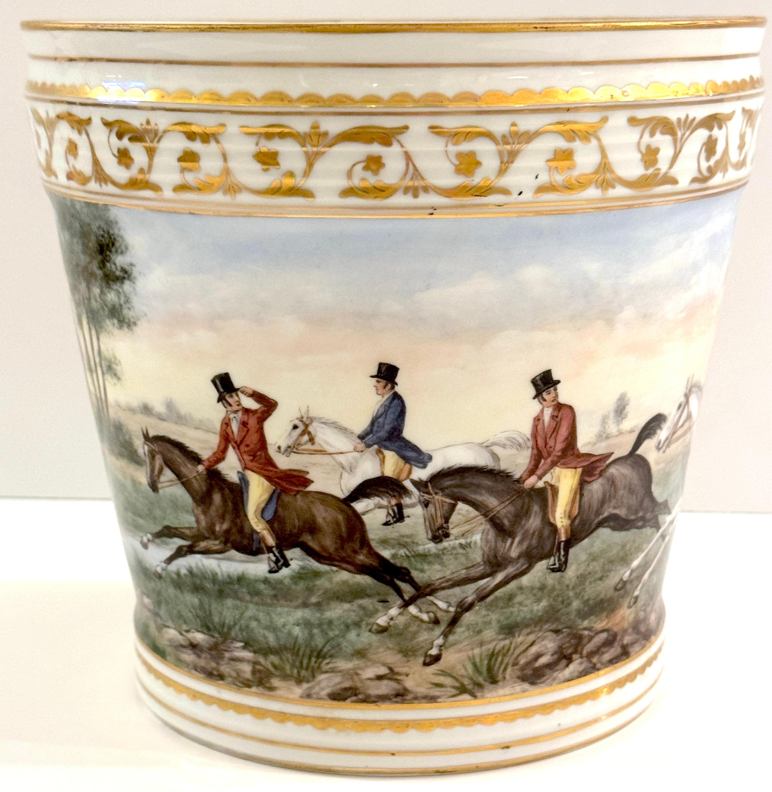 Sporting Art Sevres Style Equestrian/ Horse Race Cachepot, Signed 'Garnier'
