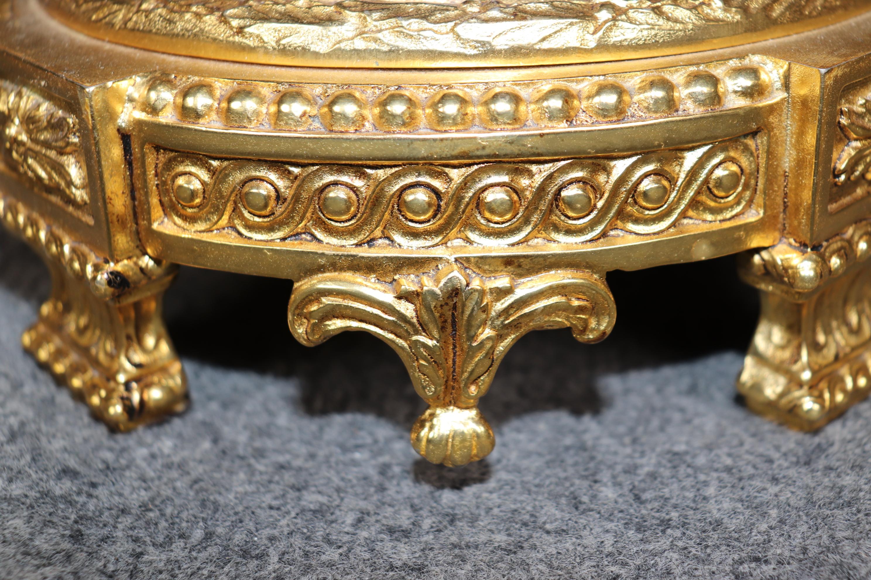 Sevres Style Figural Royal Blue Porcelain and Dore' Gilt Bronze Centerpiece For Sale 7