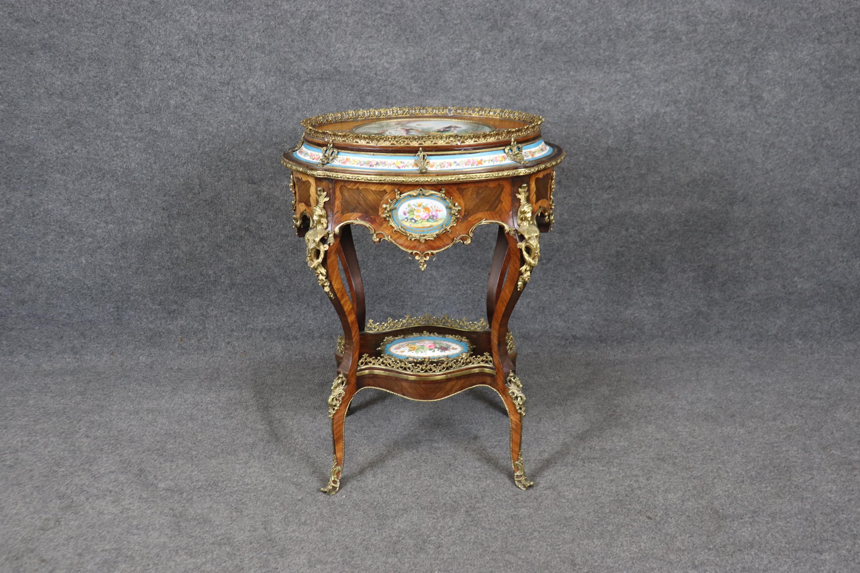 Sevres Style Figural Scenery Plaques Napolean III Style Bronze Mounted Table For Sale 4