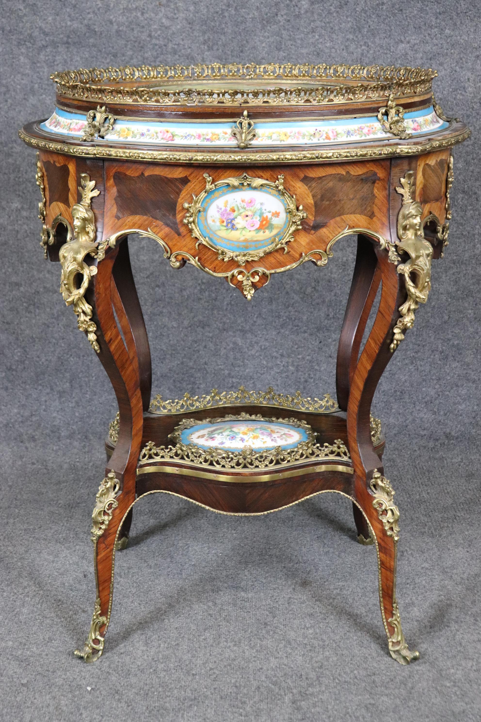 Sevres Style Figural Scenery Plaques Napolean III Style Bronze Mounted Table For Sale 7