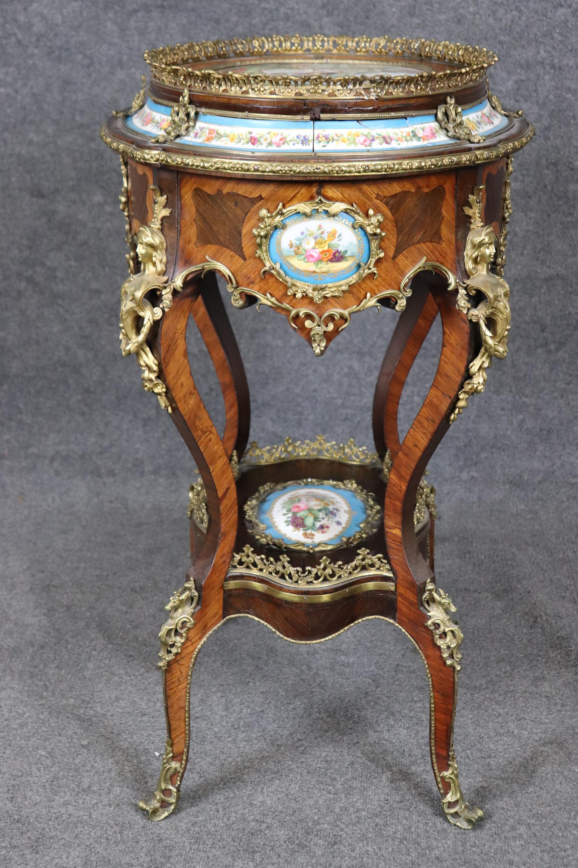 Sevres Style Figural Scenery Plaques Napolean III Style Bronze Mounted Table For Sale 8