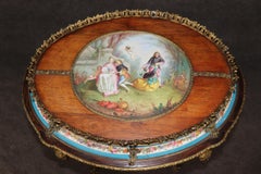 Sevres Style Figural Scenery Plaques Napolean III Style Bronze Mounted Table