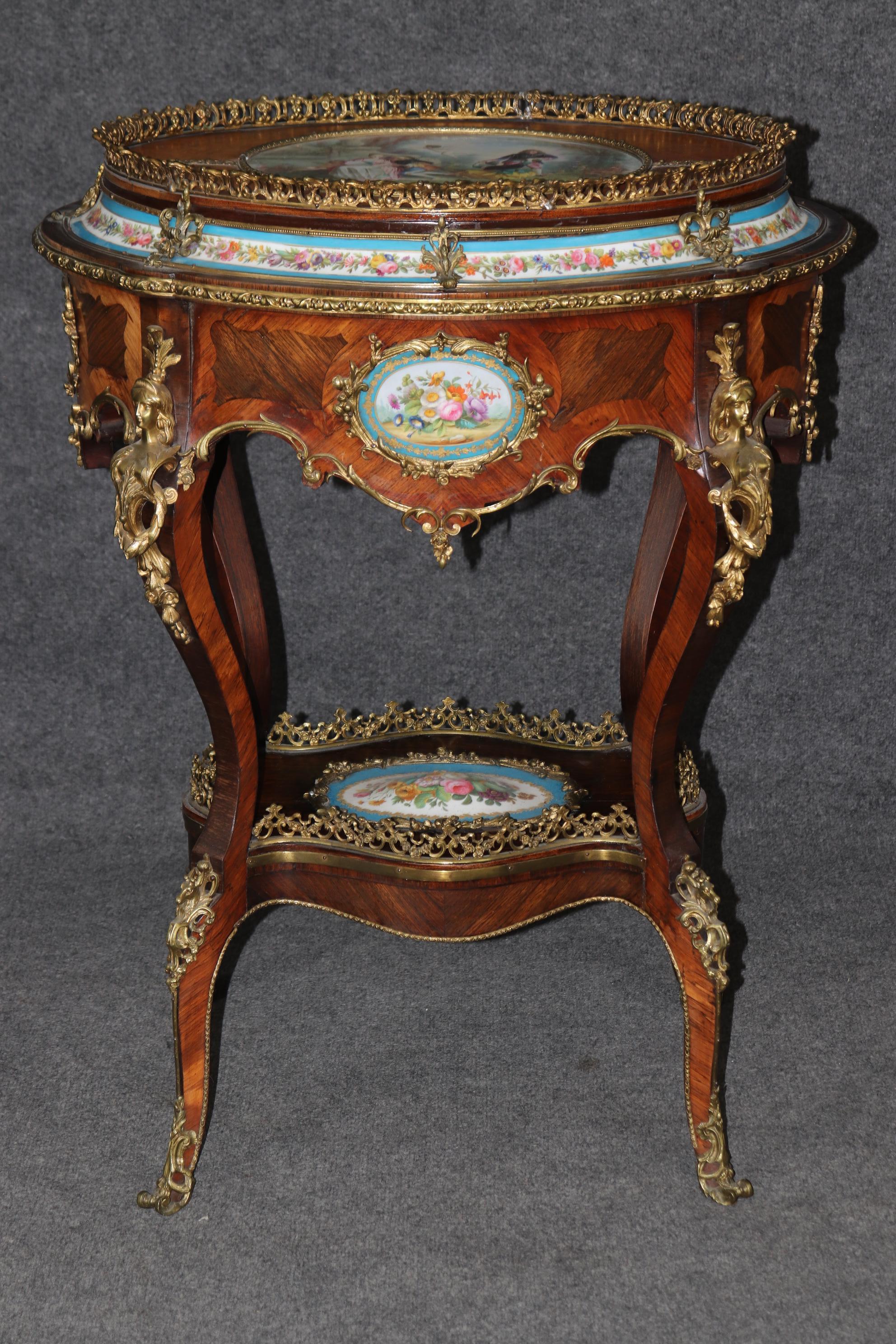 Sevres Style Figural Scenery Plaques Napolean III Style Bronze Mounted Table For Sale 2